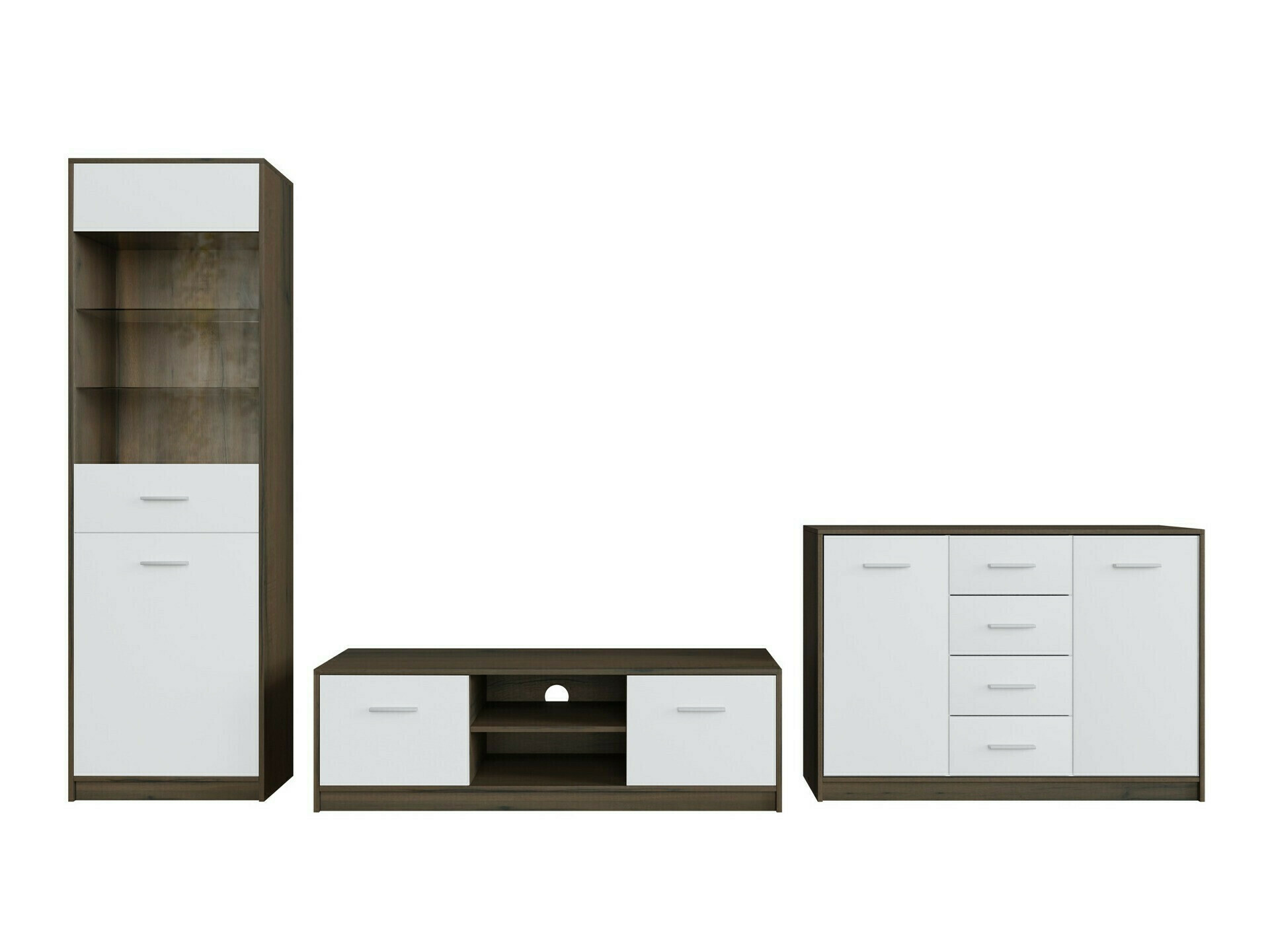 Woonkamerset Novsore 162 (Donkere eik + Wit)