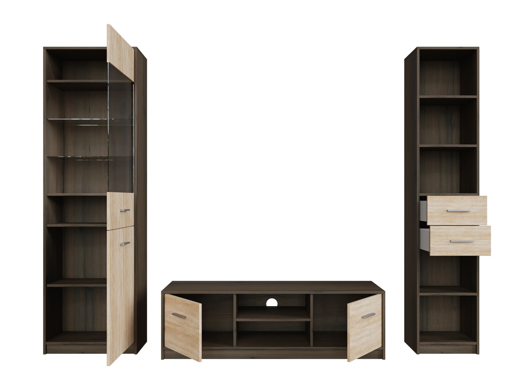 Woonkamerset Novsore 163 (Donkere eik + Sonoma eik)