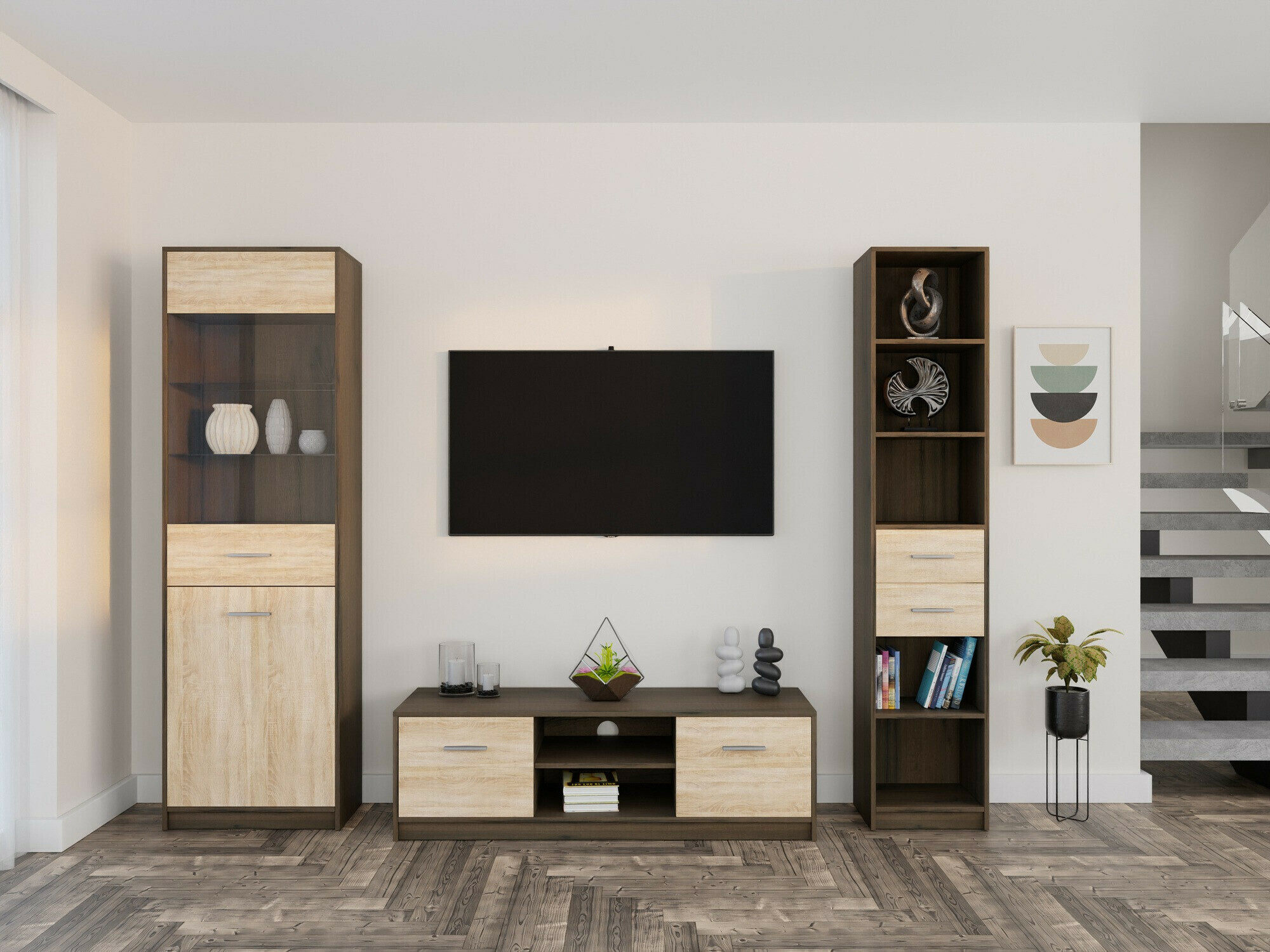 Woonkamerset Novsore 163 (Donkere eik + Sonoma eik)