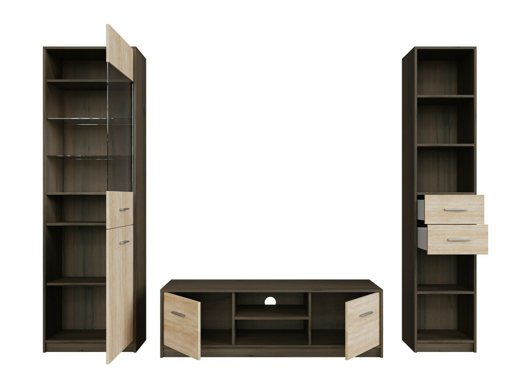 Woonkamerset Novsore 163 (Donkere eik + Sonoma eik)