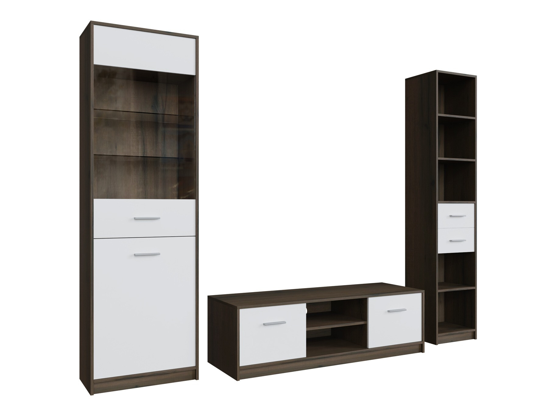 Woonkamerset Novsore 163 (Donkere eik + Wit)