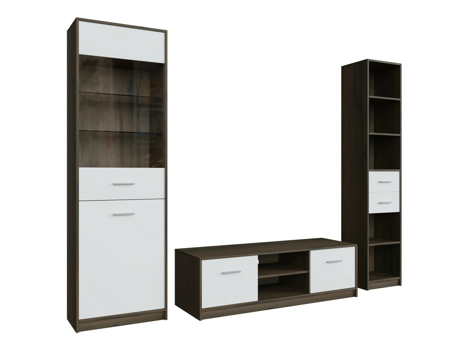 Woonkamerset Novsore 163 (Donkere eik + Wit)