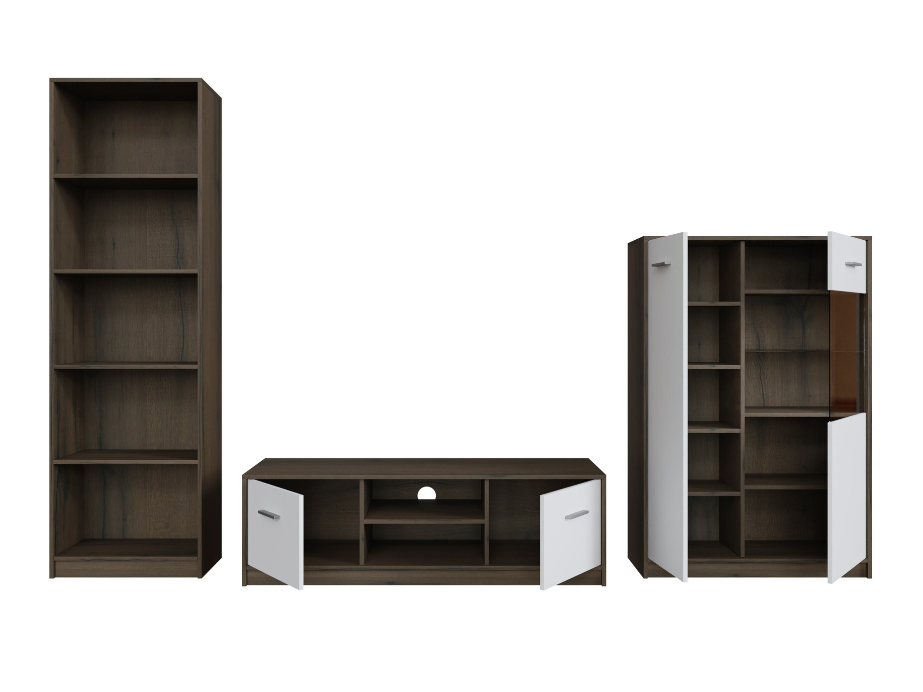 Woonkamerset Novsore 164 (Donkere eik + Wit)