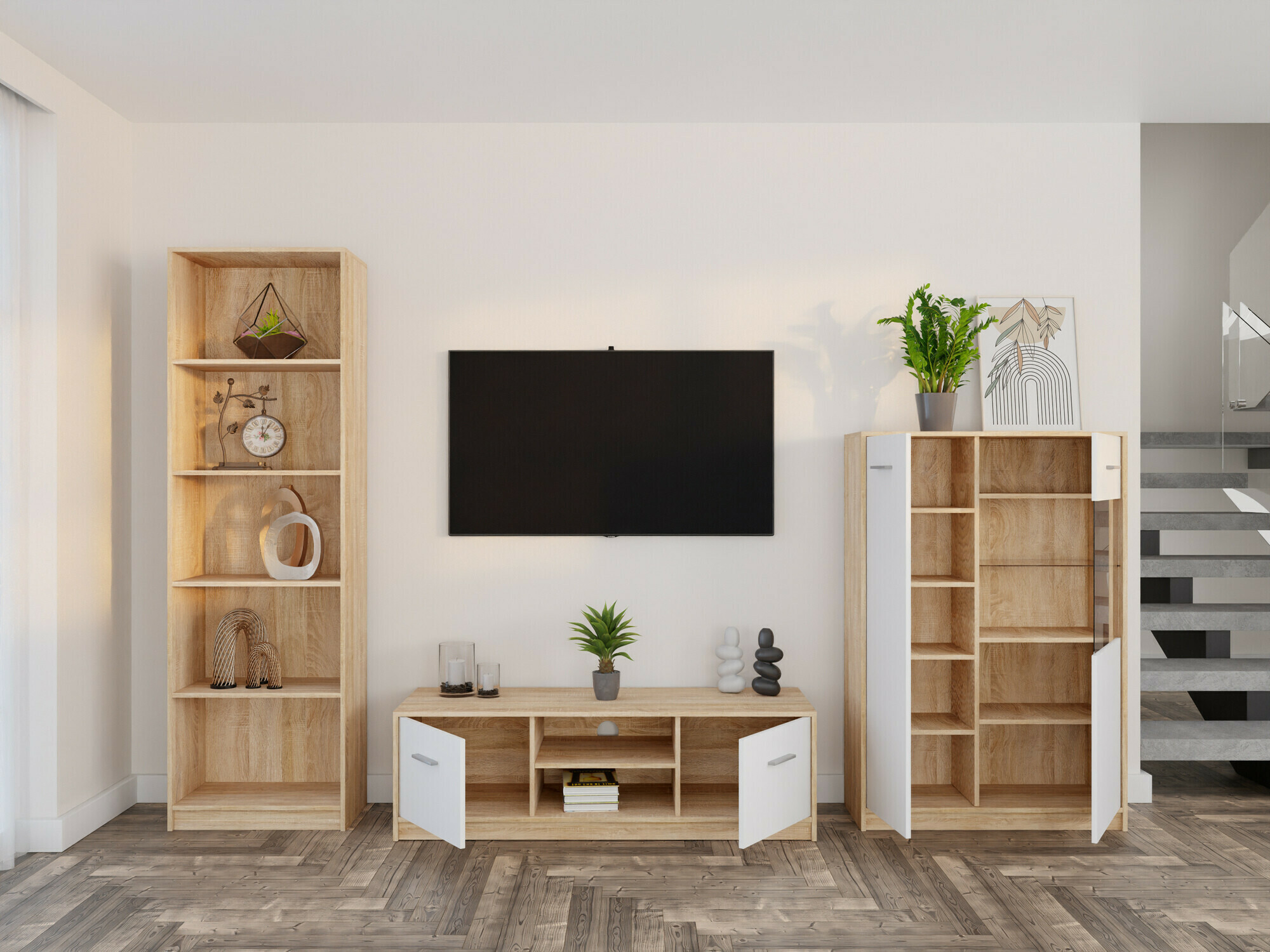 Woonkamerset Novsore 164 (Sonoma eik + Wit)