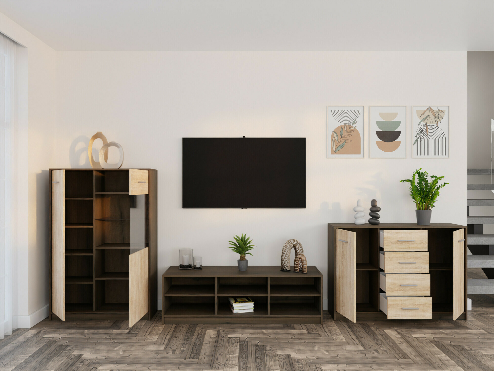 Woonkamerset Novsore 165 (Donkere eik + Sonoma eik)