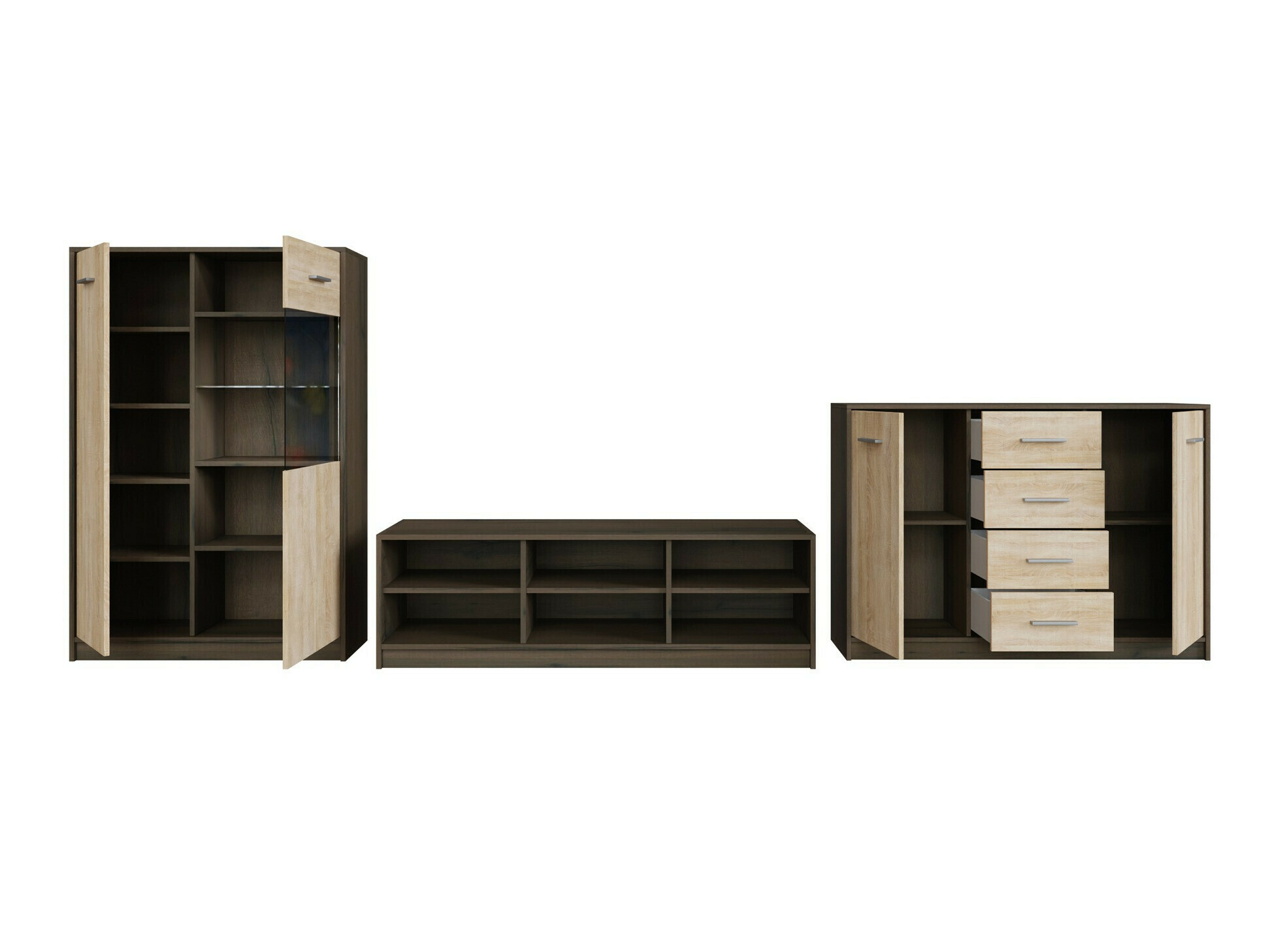 Woonkamerset Novsore 165 (Donkere eik + Sonoma eik)