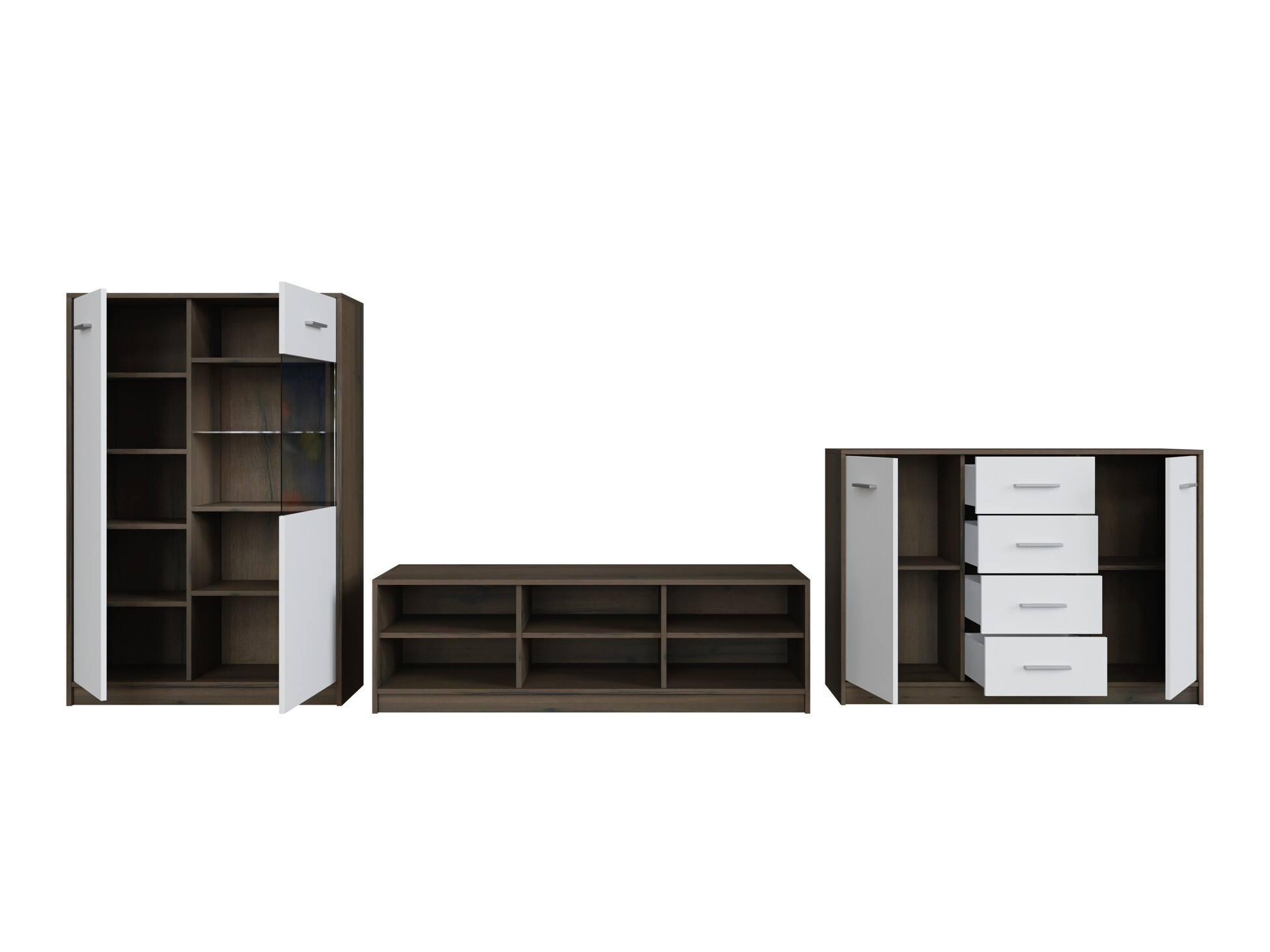 Woonkamerset Novsore 165 (Donkere eik + Wit)