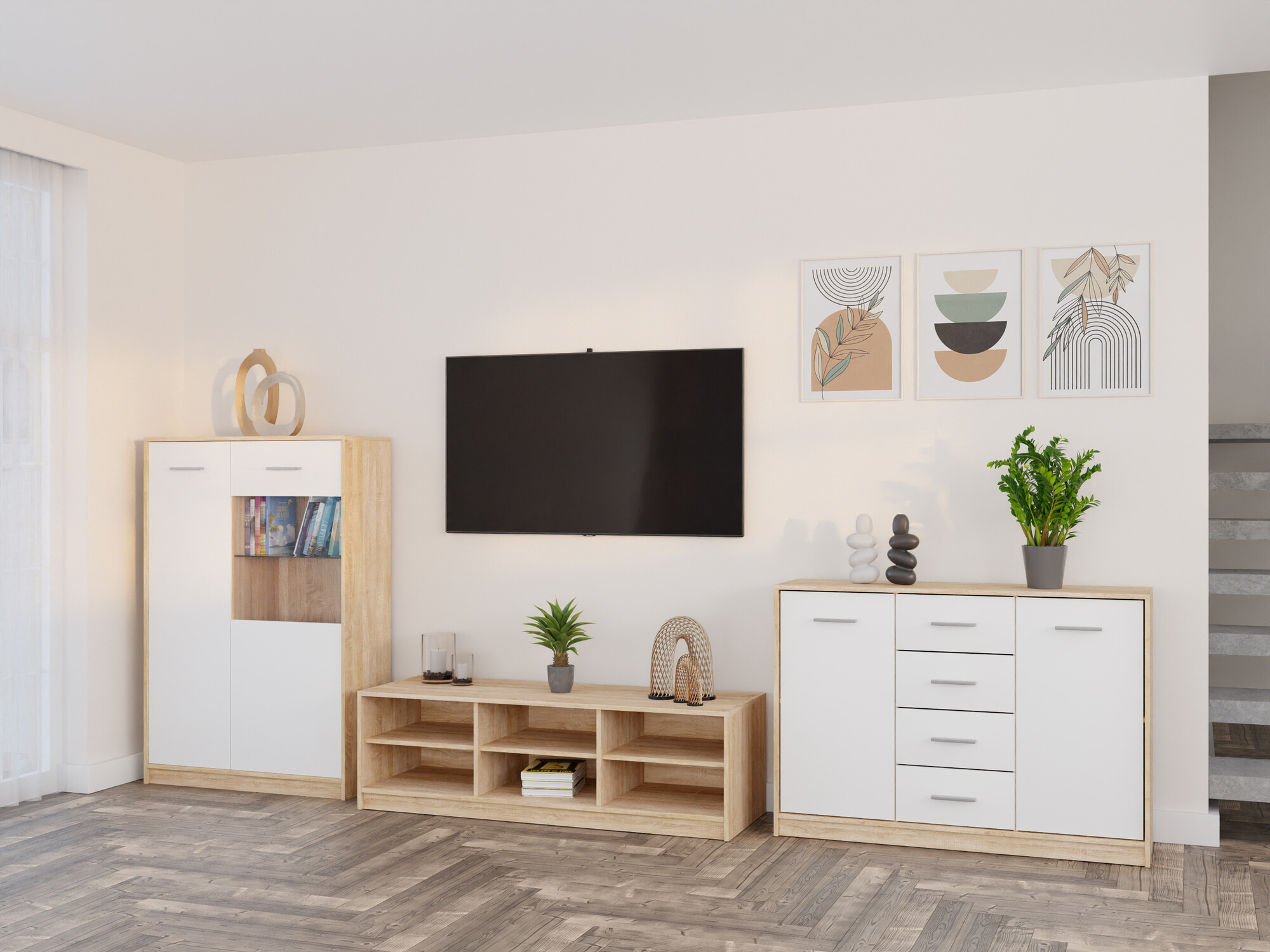 Woonkamerset Novsore 165 (Sonoma eik + Wit)