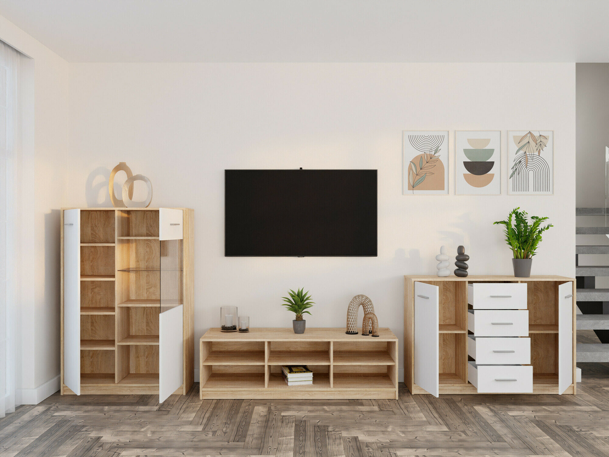 Woonkamerset Novsore 165 (Sonoma eik + Wit)