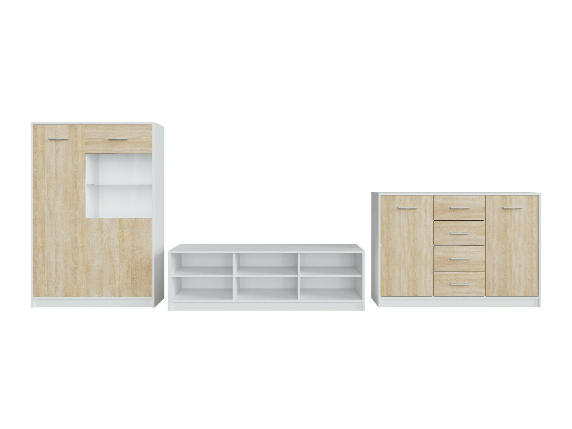 Woonkamerset Novsore 165 (Wit + Sonoma eik)