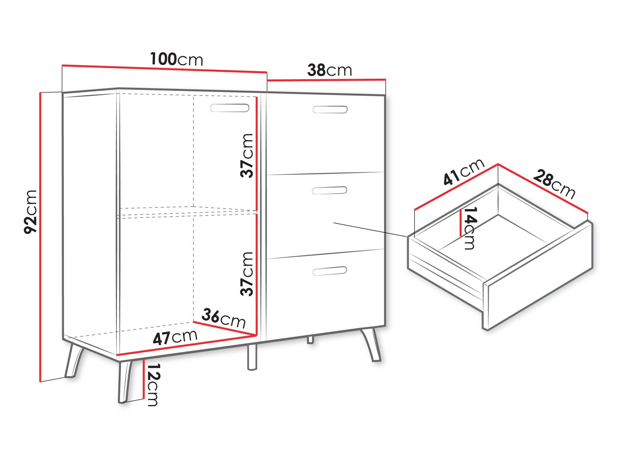 Ladekast Comfivo Teslomo 108 (Kasjmier + Glanzend kasjmier)