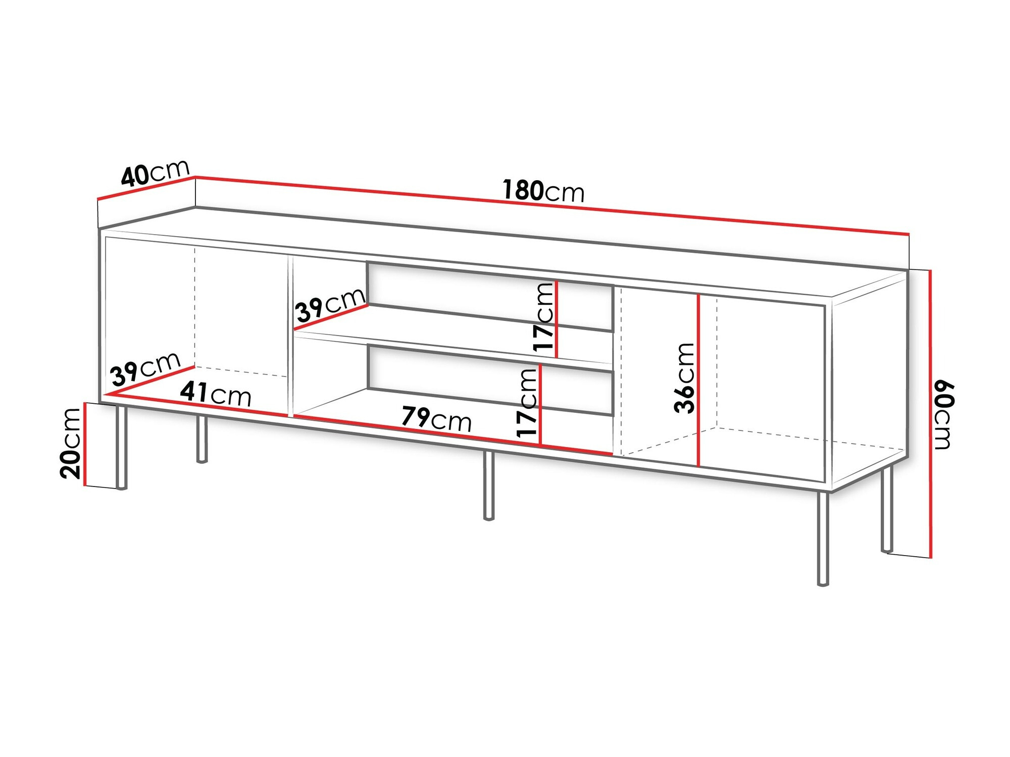 TV-meubel Flosoru 104 (Zwart)