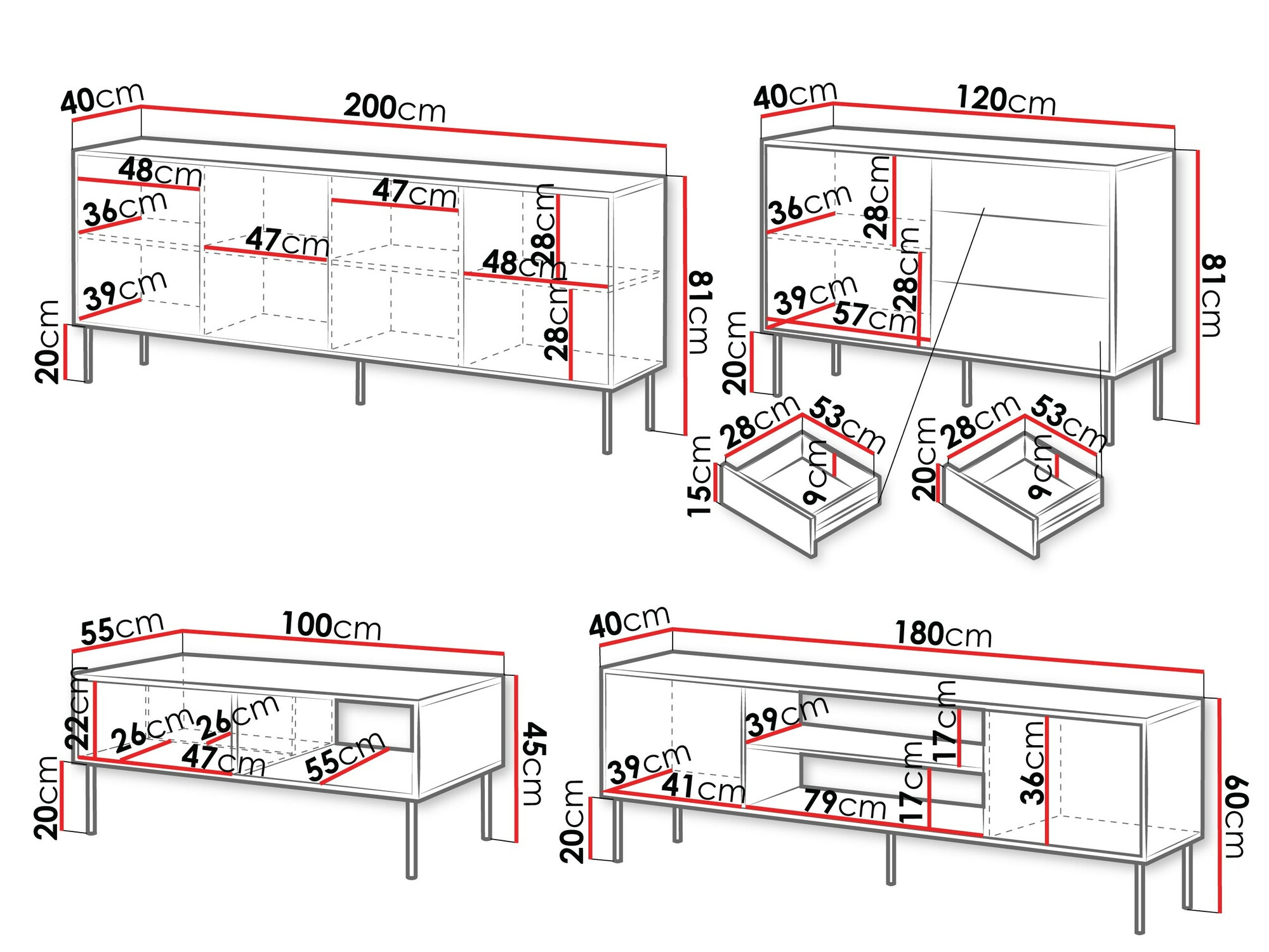 Woonkamerset Flosoru 110 (Zwart)