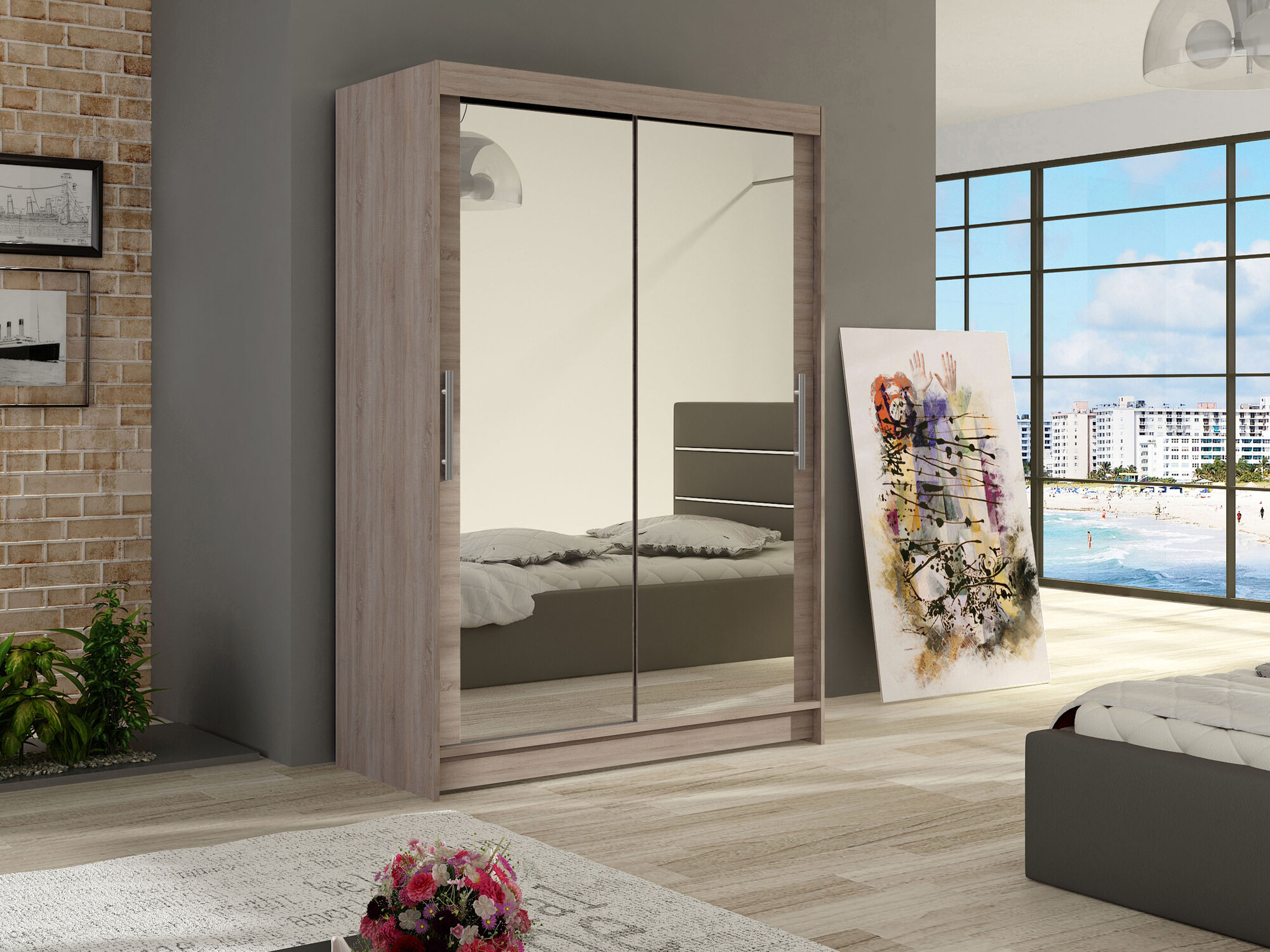 Kledingkast Closico 129 (Truffel eiken)