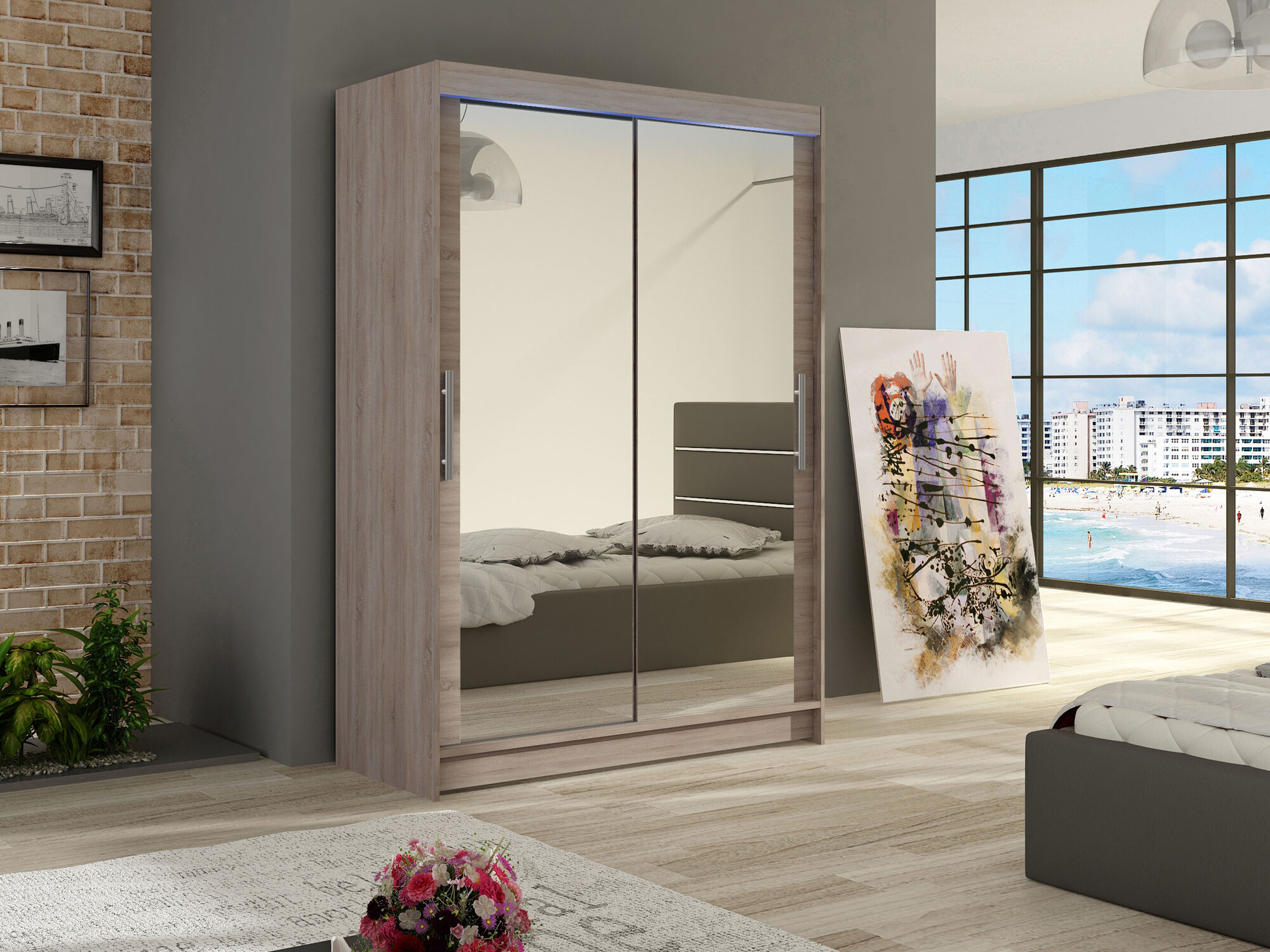 Kledingkast Closico 129 (Truffel eiken)