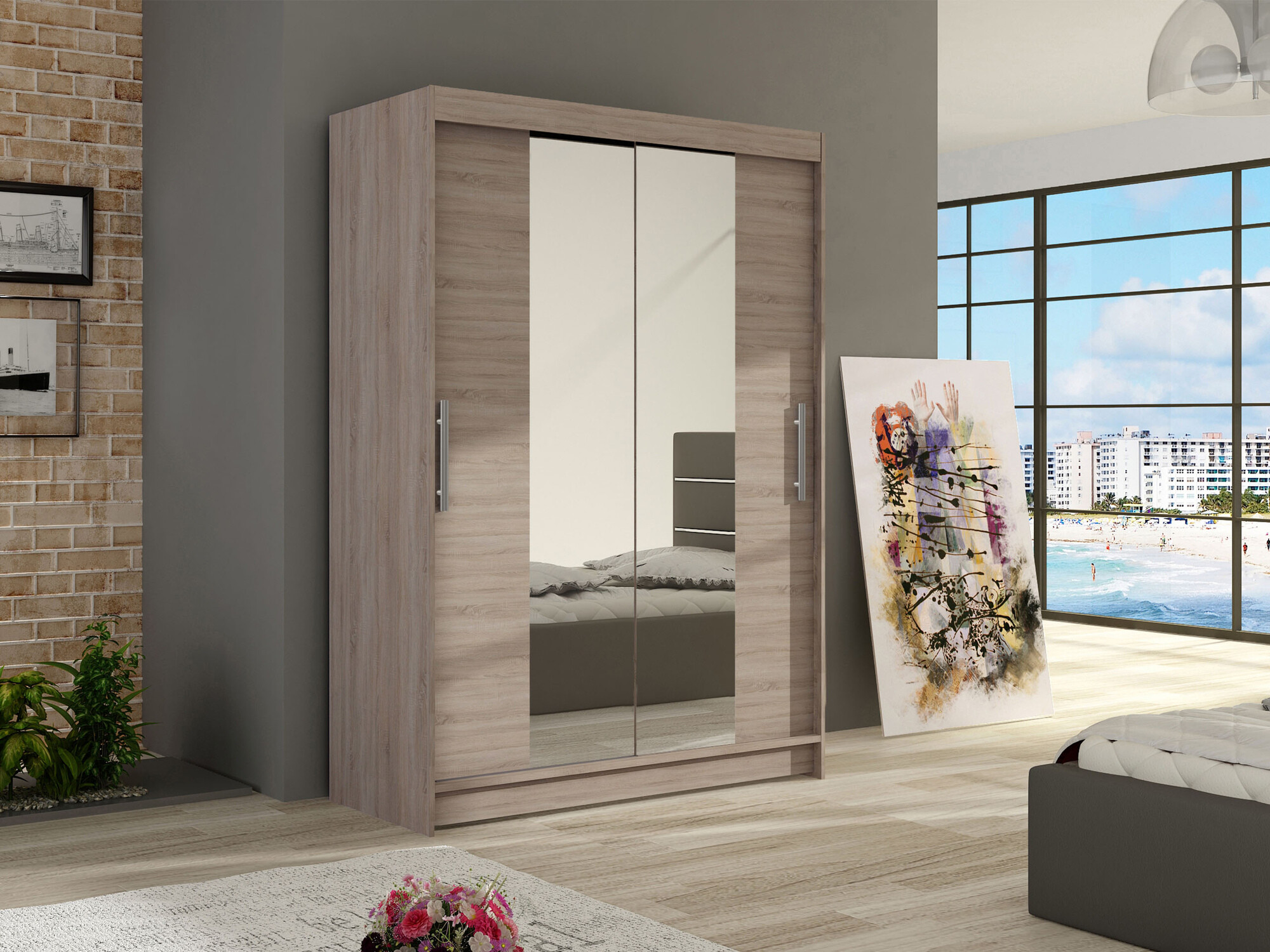 Kledingkast Closico 133 (Truffel eiken)