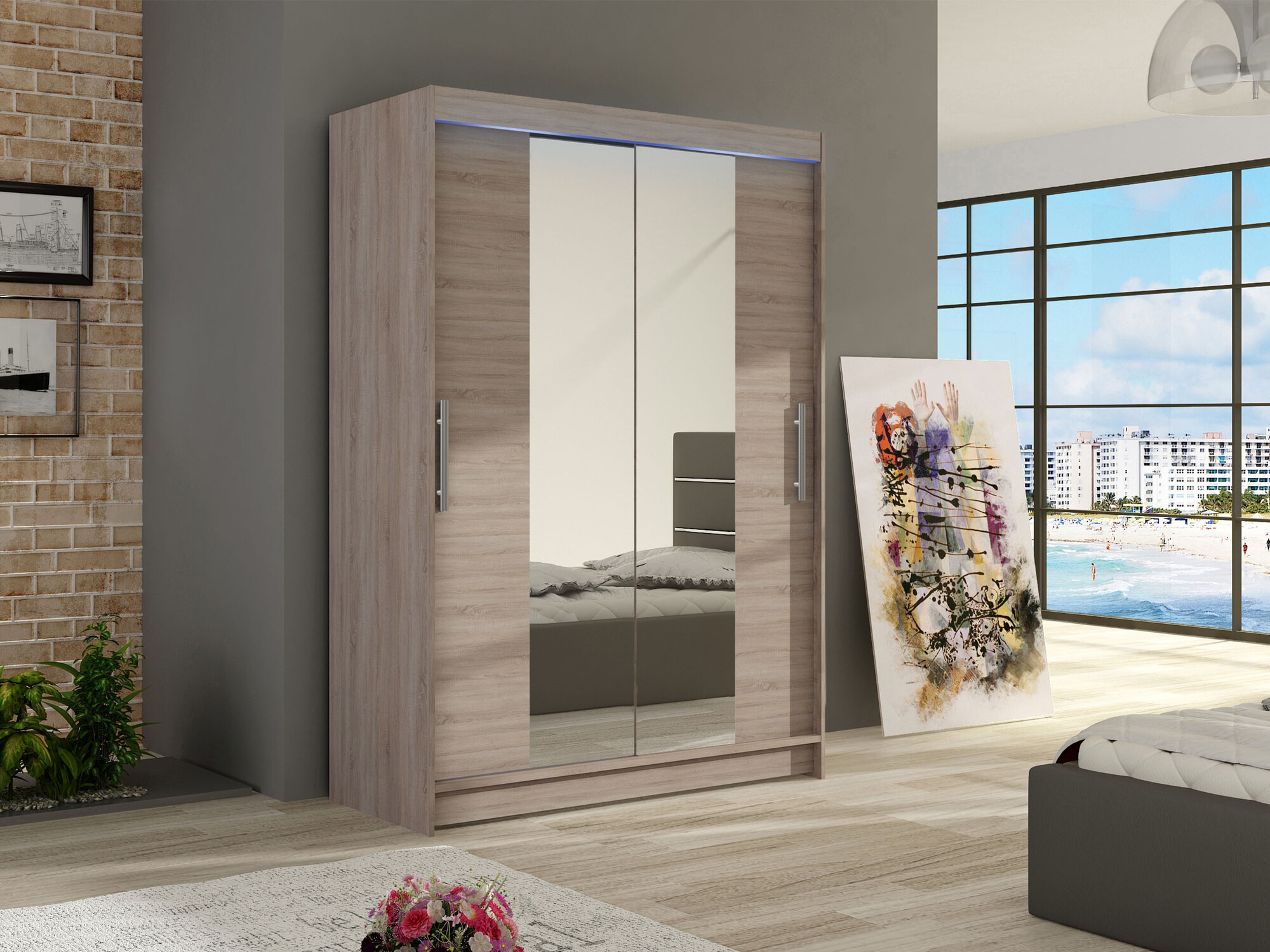 Kledingkast Closico 133 (Truffel eiken)