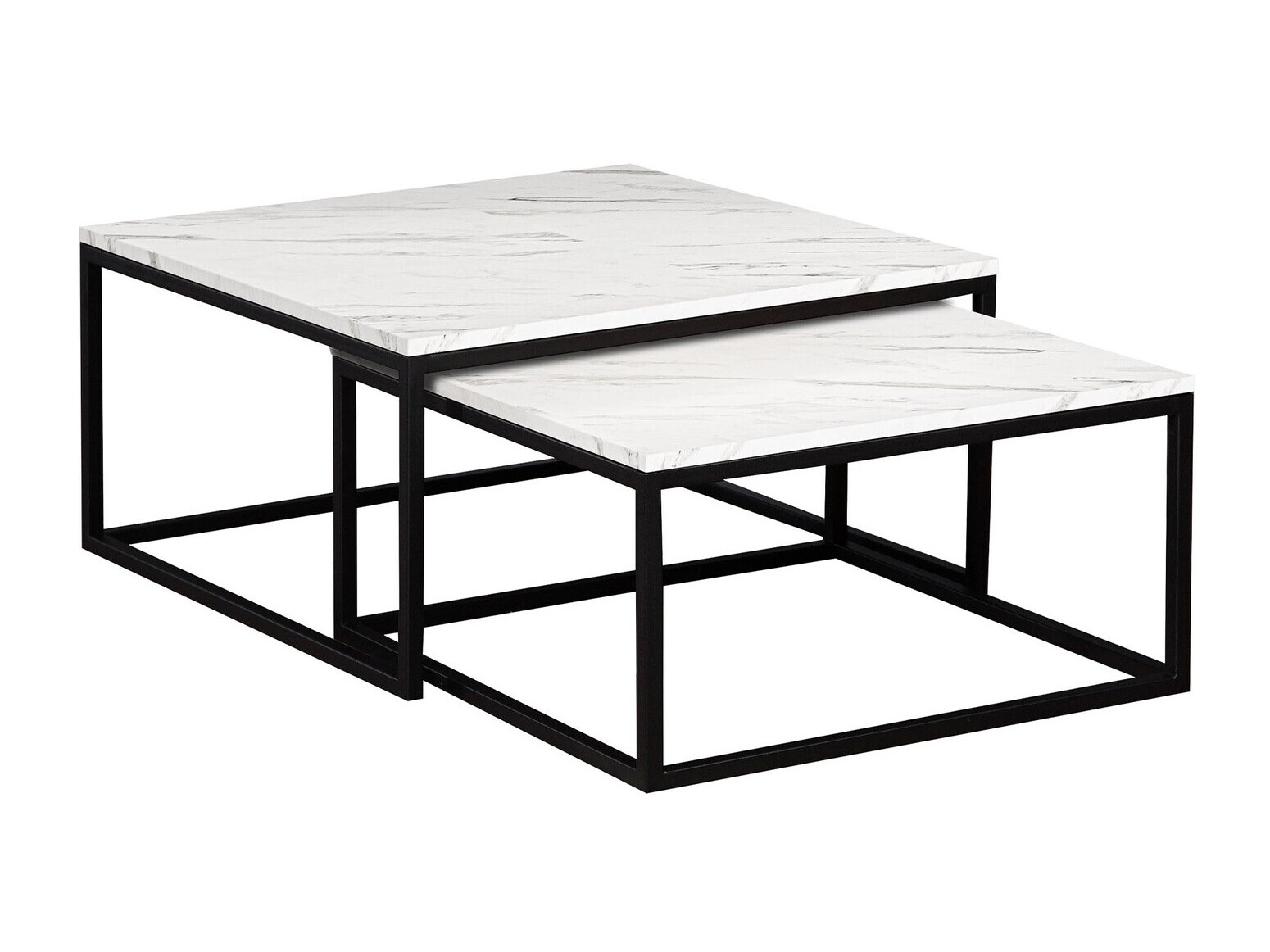 Salontafel set Oswego 101 (Wit marmer + Zwart)