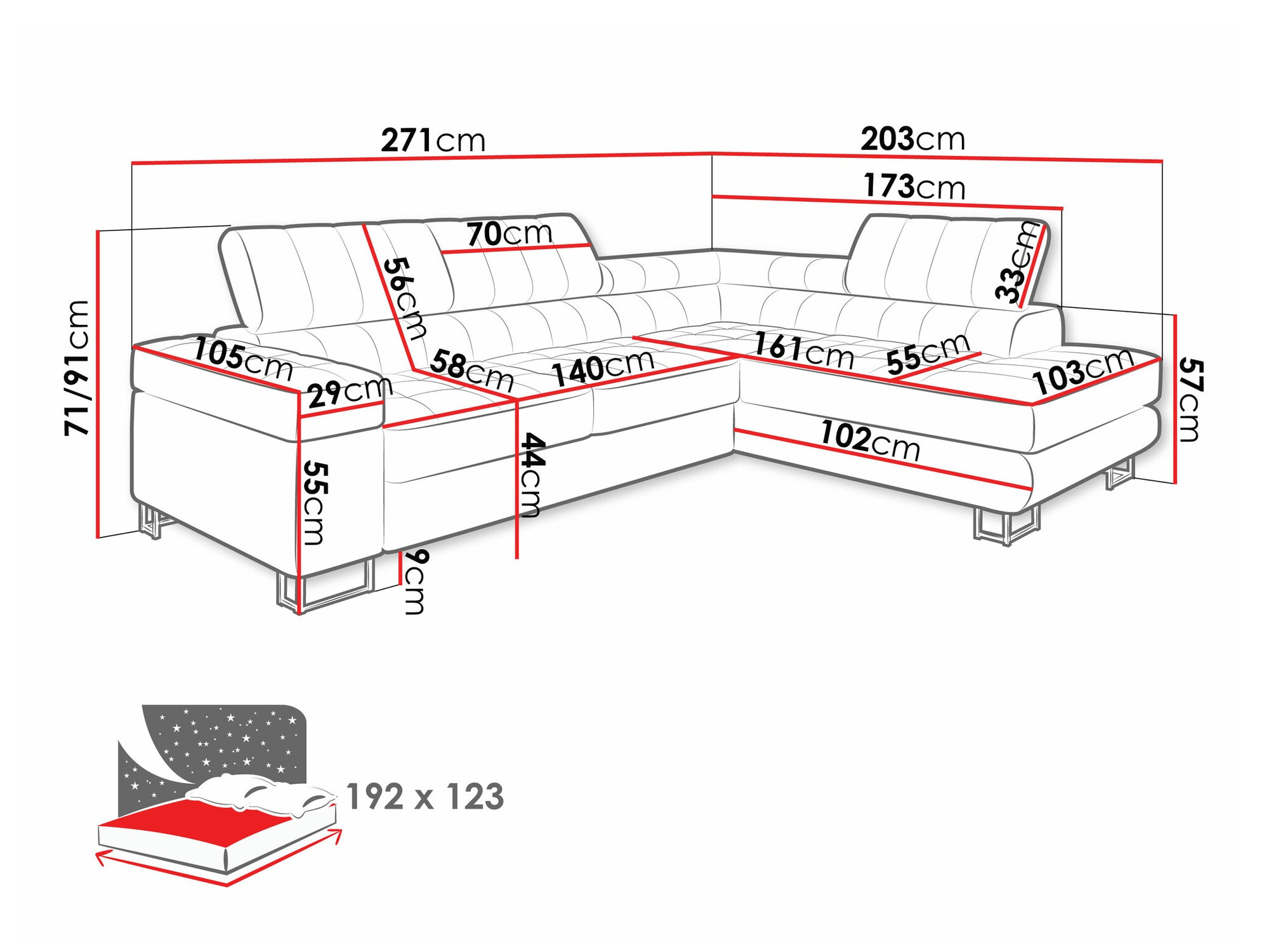 Hoekbank Comfivo 232 (Coral 45)