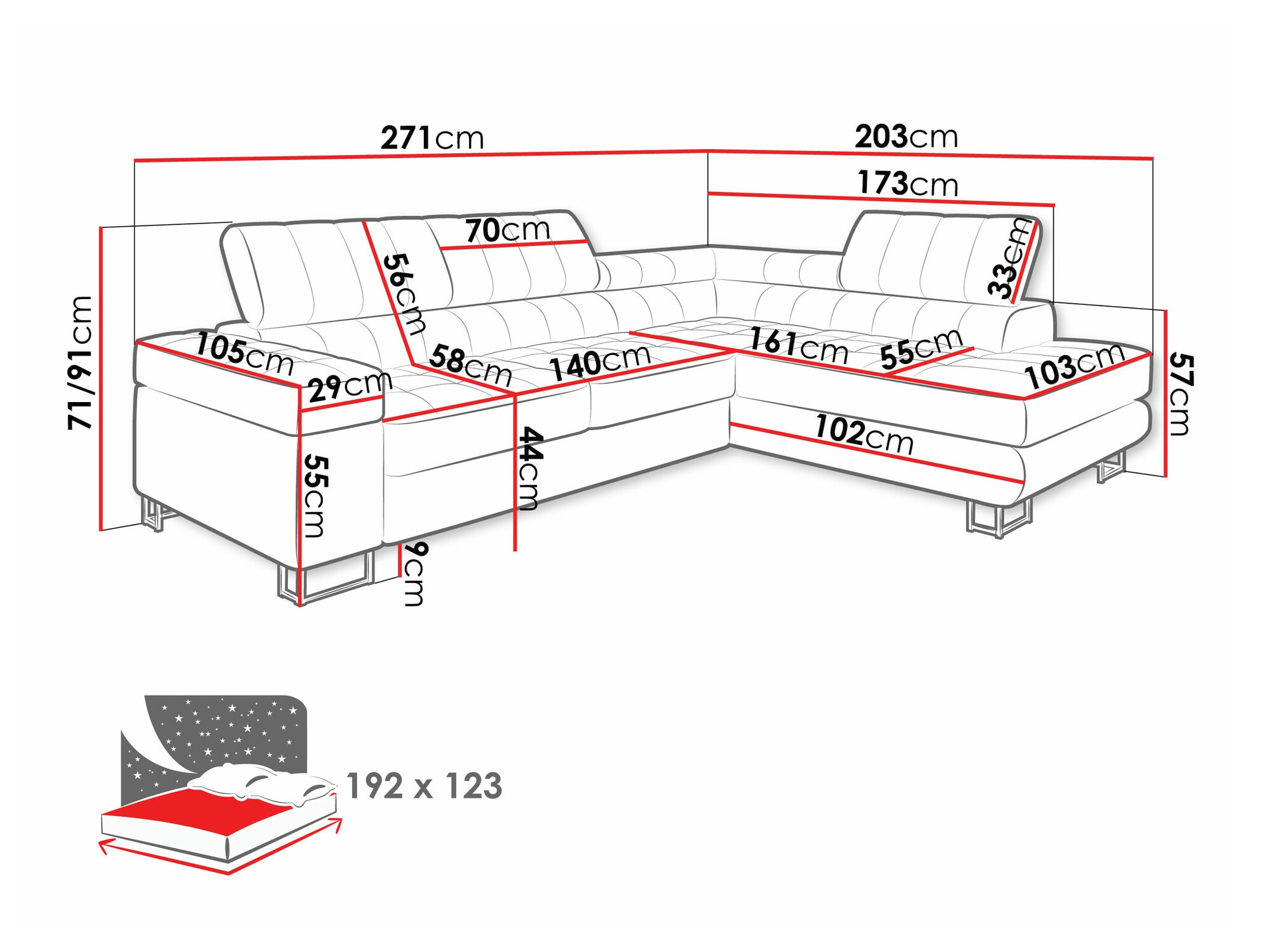 Hoekbank Comfivo 232 (Coral 75)