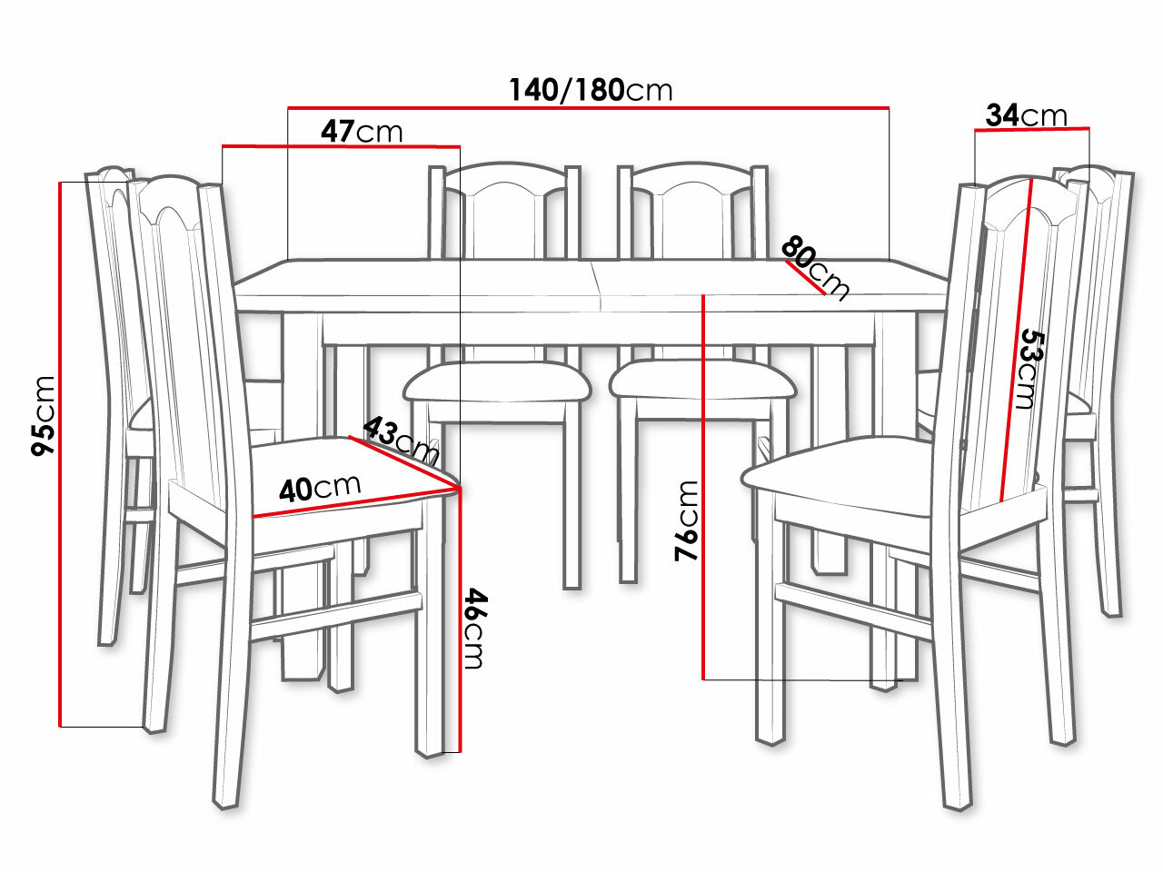 Eetkamerset Victorville 273 (Sonoma eik)