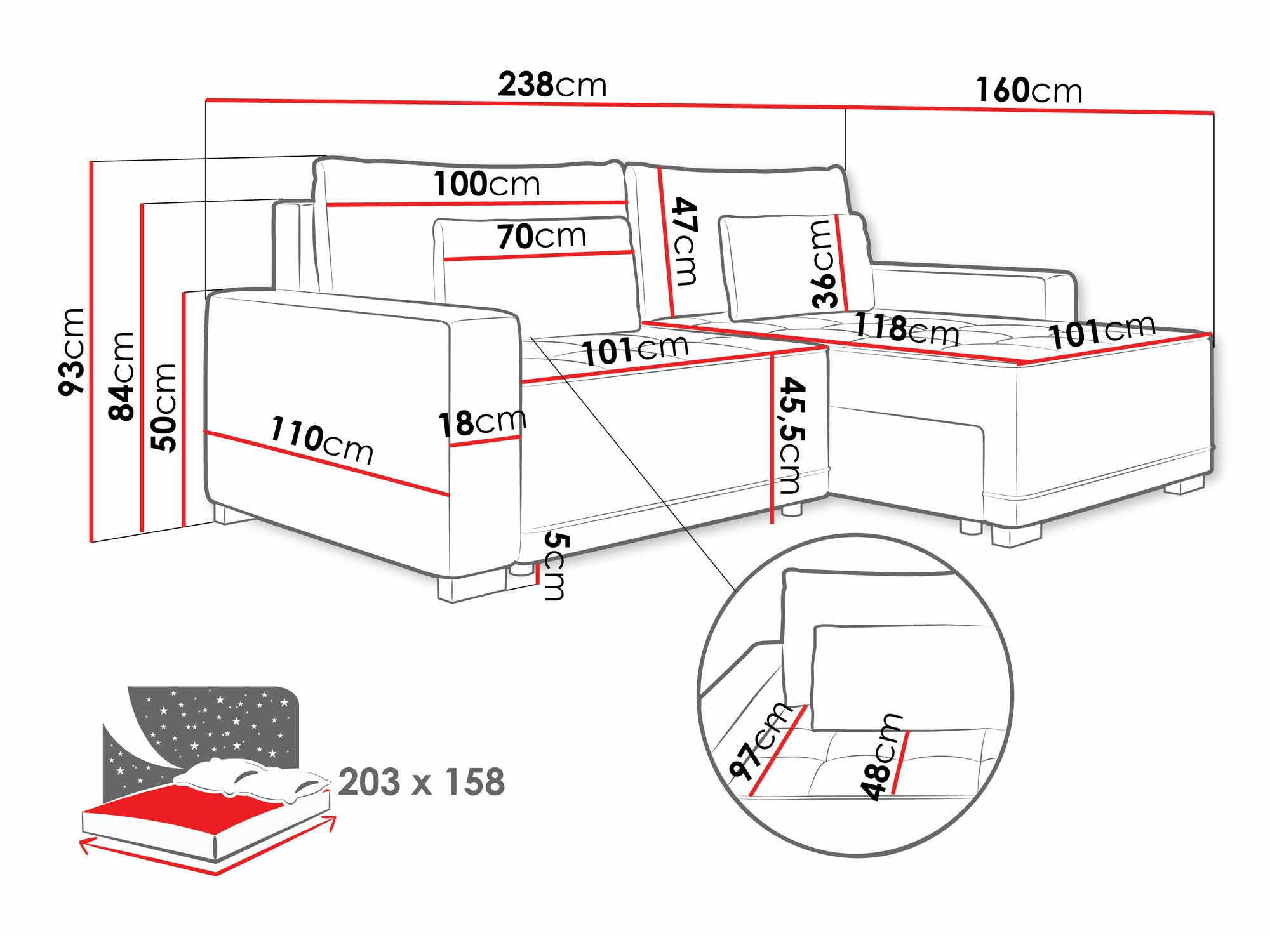 Hoekbank Sanford 106 (Paros 05)