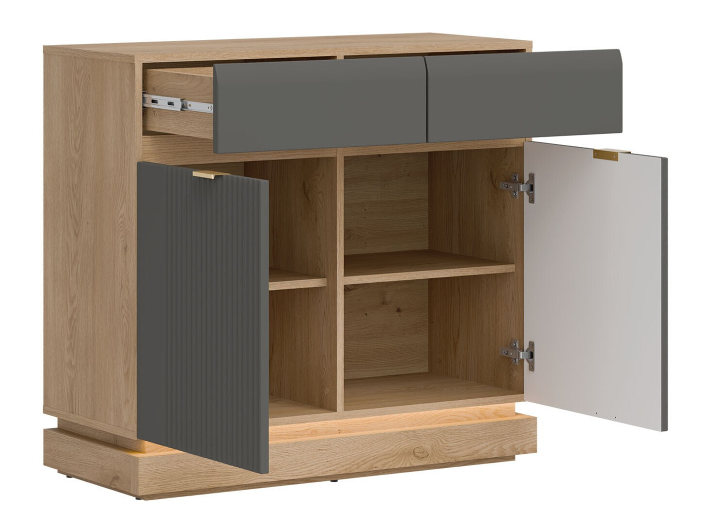 Ladekast Teselbu 102 (Grijs + Eiken)