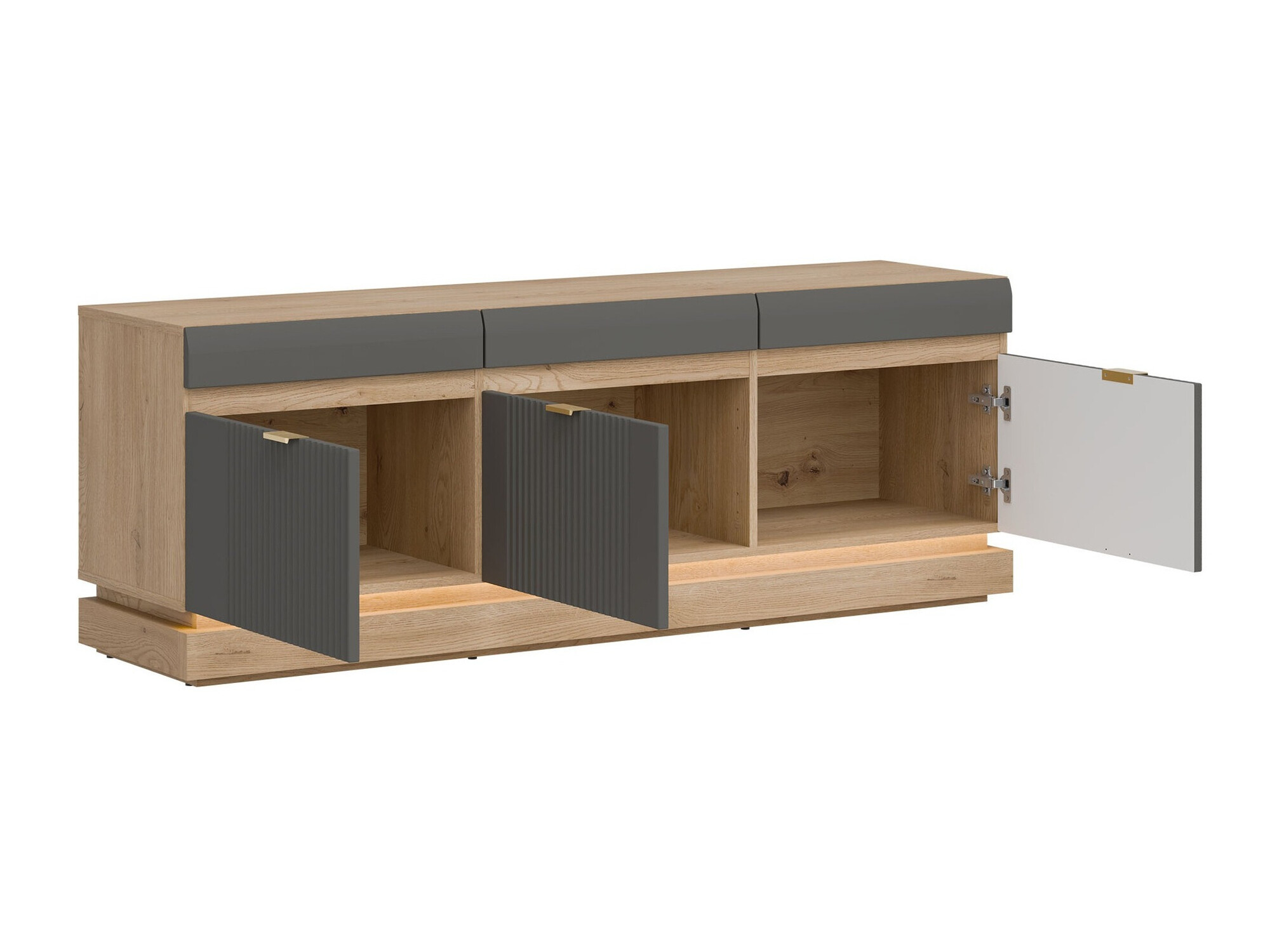 TV-meubel Teselbu 100 (Grijs + Torro Eik)