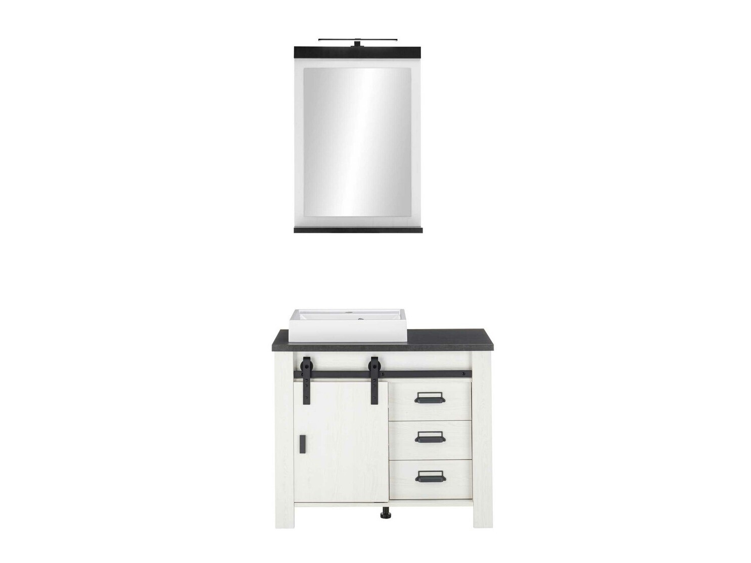 Badkamerset Cirtale 136 (Gebleekt grenen + Antraciet)