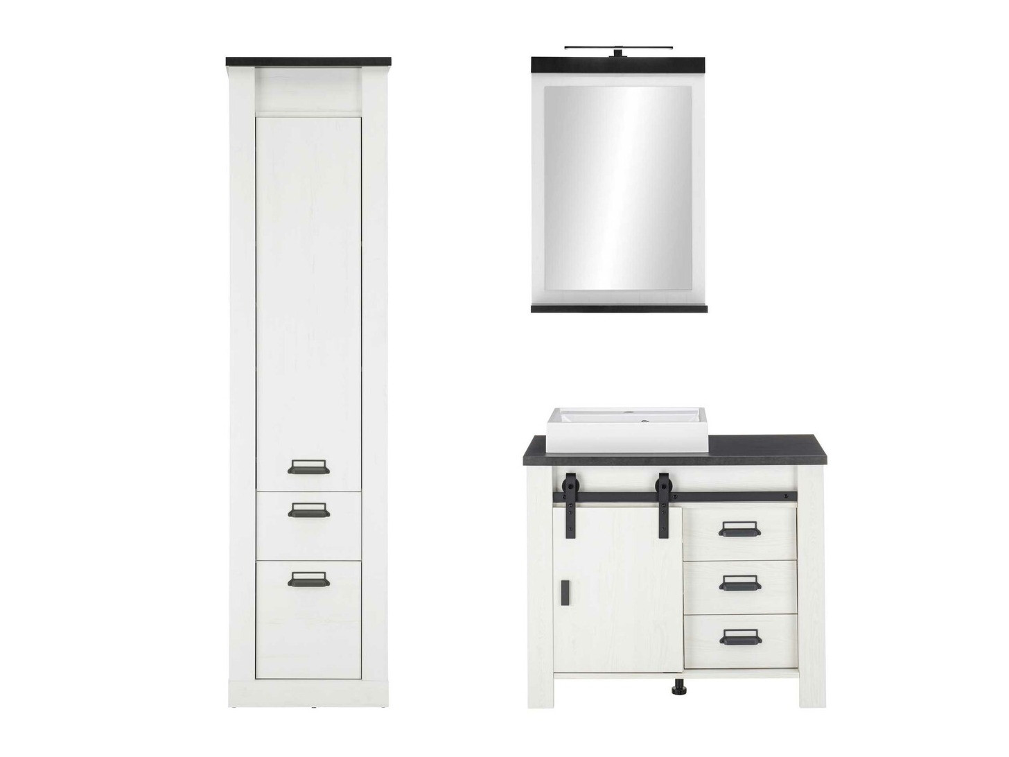 Badkamerset Cirtale 136 (Gebleekt grenen + Antraciet)