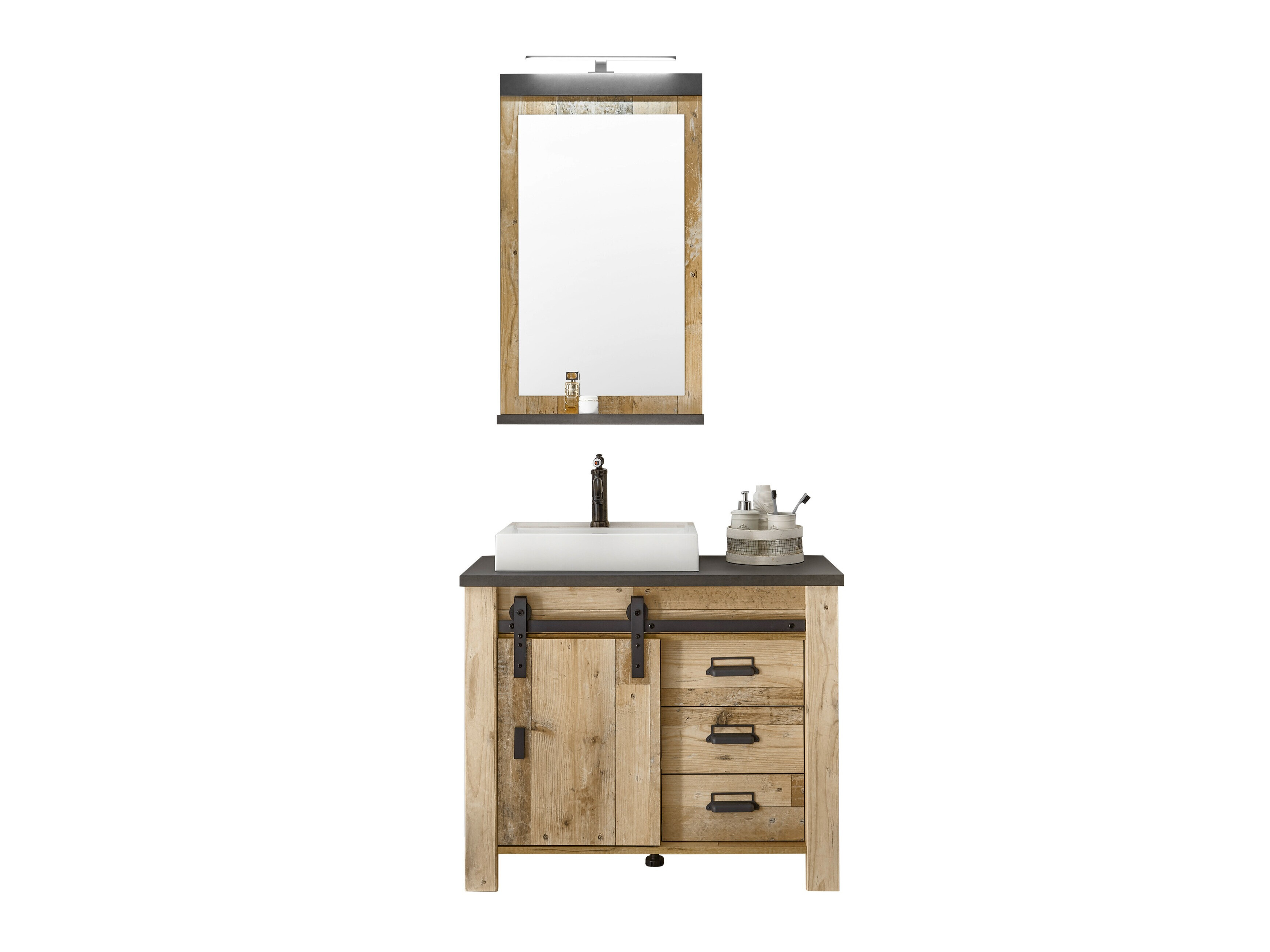 Badkamerset Cirtale 136 (Verouderd hout + Antraciet)