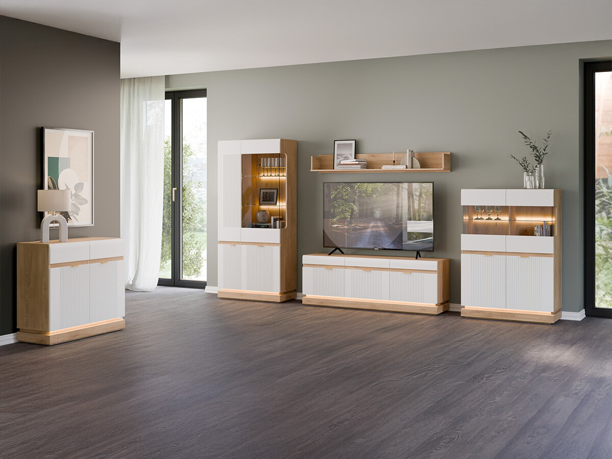 Dressoir Teselbu 105 (Wit + Eiken)