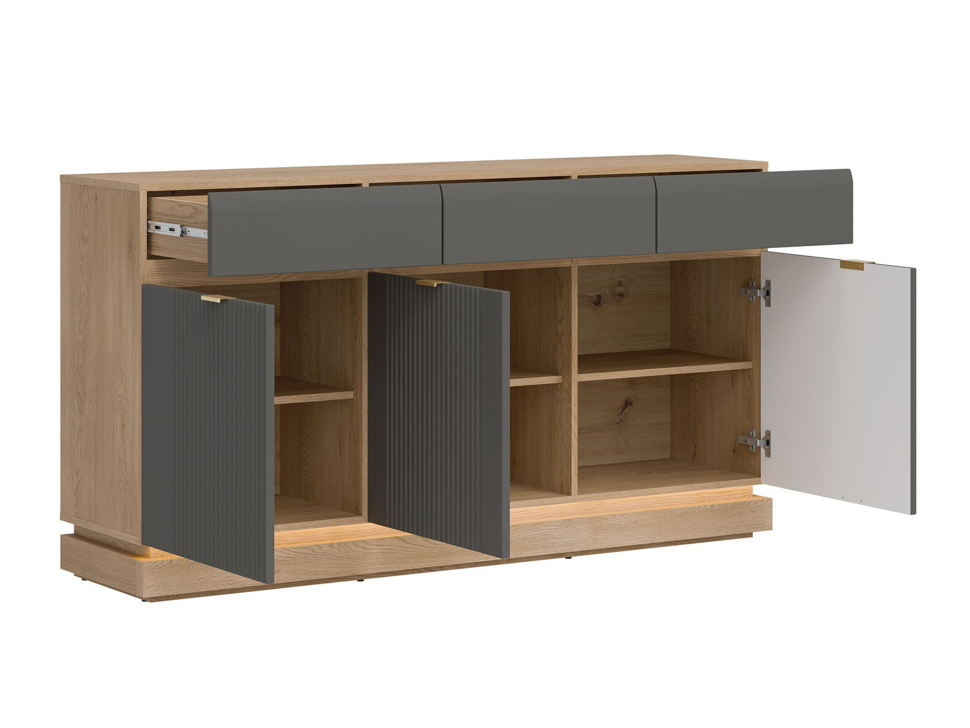 Ladekast Teselbu 104 (Grijs + Eiken)