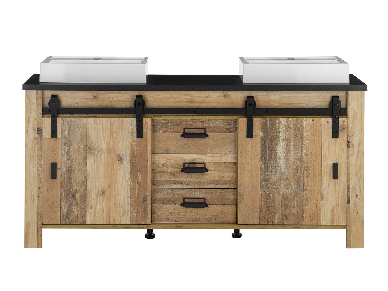 Staand badkamermeubel voor een wastafel Cirtale 134 (Verouderd hout + Antraciet)