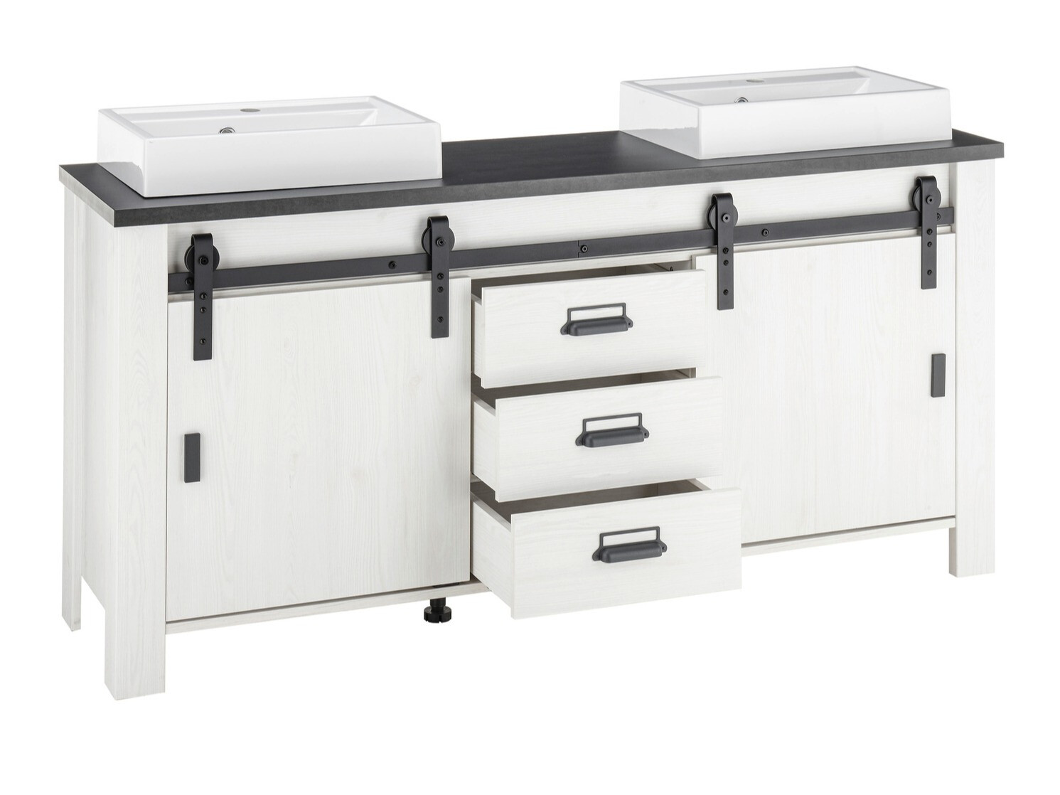 Badkamerset Cirtale 137 (Gebleekt grenen + Antraciet)