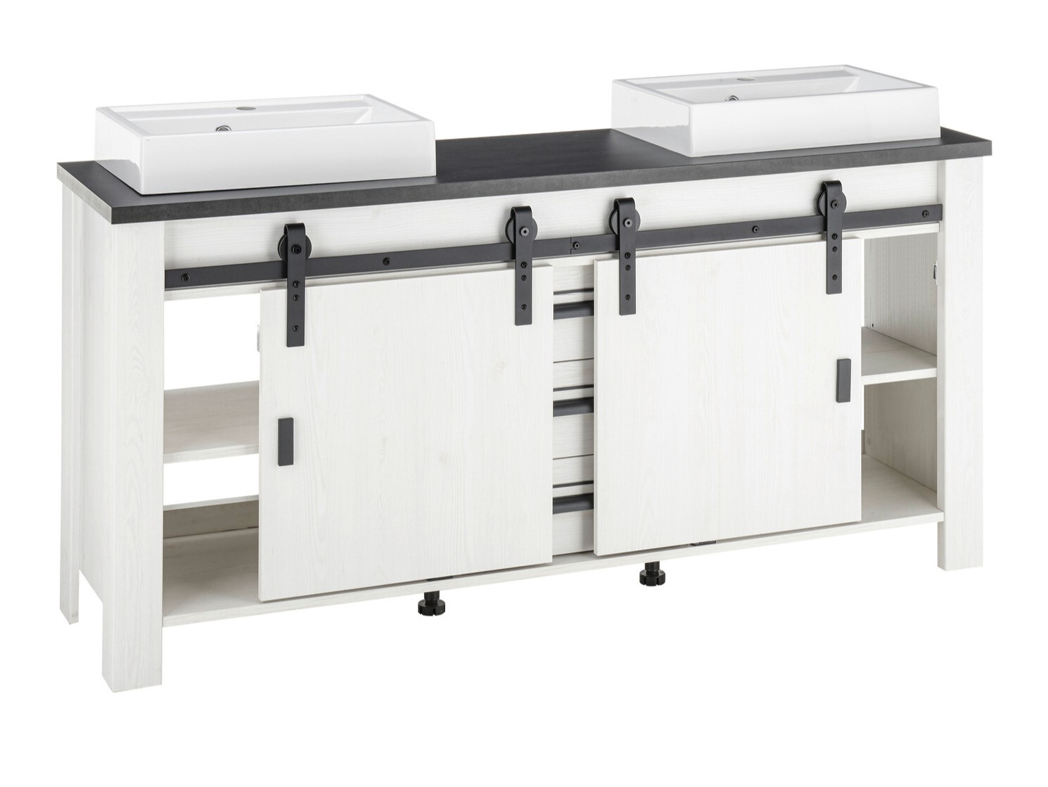 Badkamerset Cirtale 137 (Gebleekt grenen + Antraciet)