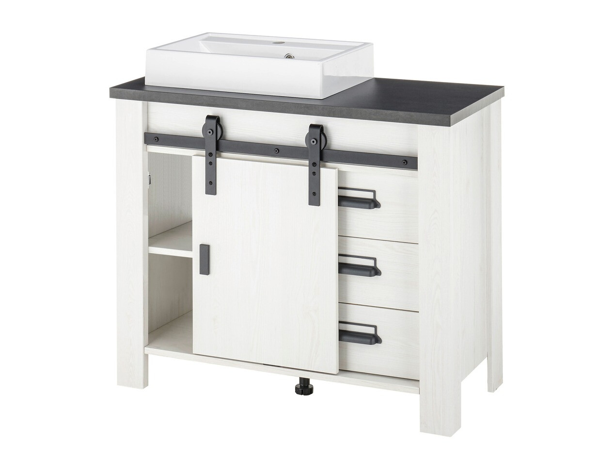 Badkamerset Cirtale 138 (Gebleekt grenen + Antraciet)