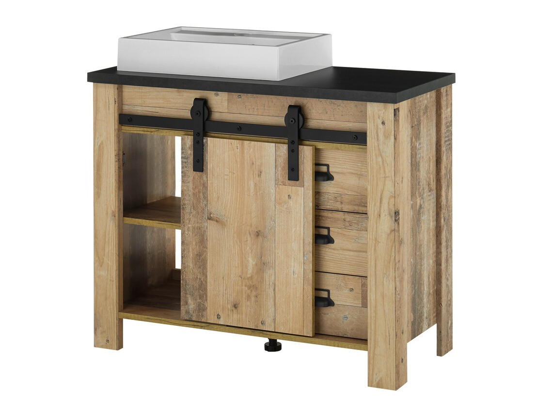 Badkamerset Cirtale 138 (Verouderd hout + Antraciet)