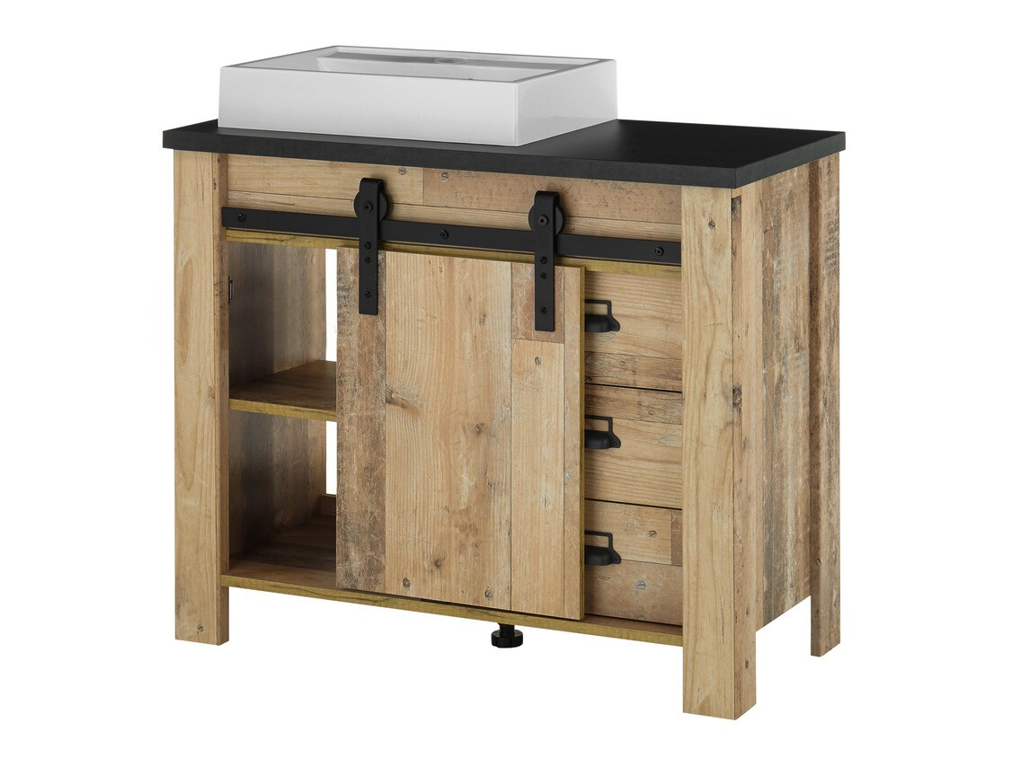Badkamerset Cirtale 139 (Verouderd hout + Antraciet)