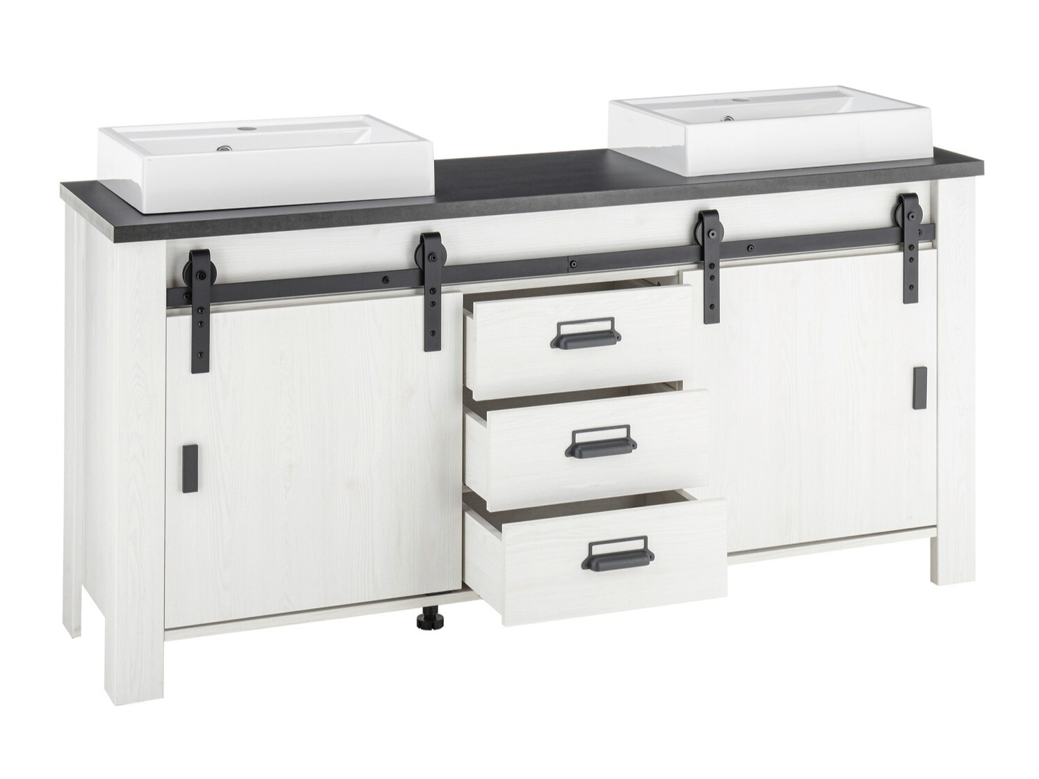 Badkamerset Cirtale 140 (Gebleekt grenen + Antraciet)