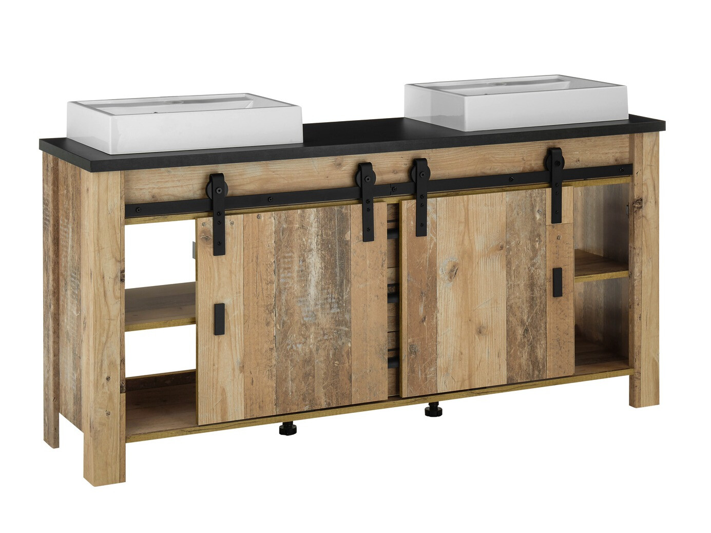 Badkamerset Cirtale 140 (Verouderd hout + Antraciet)