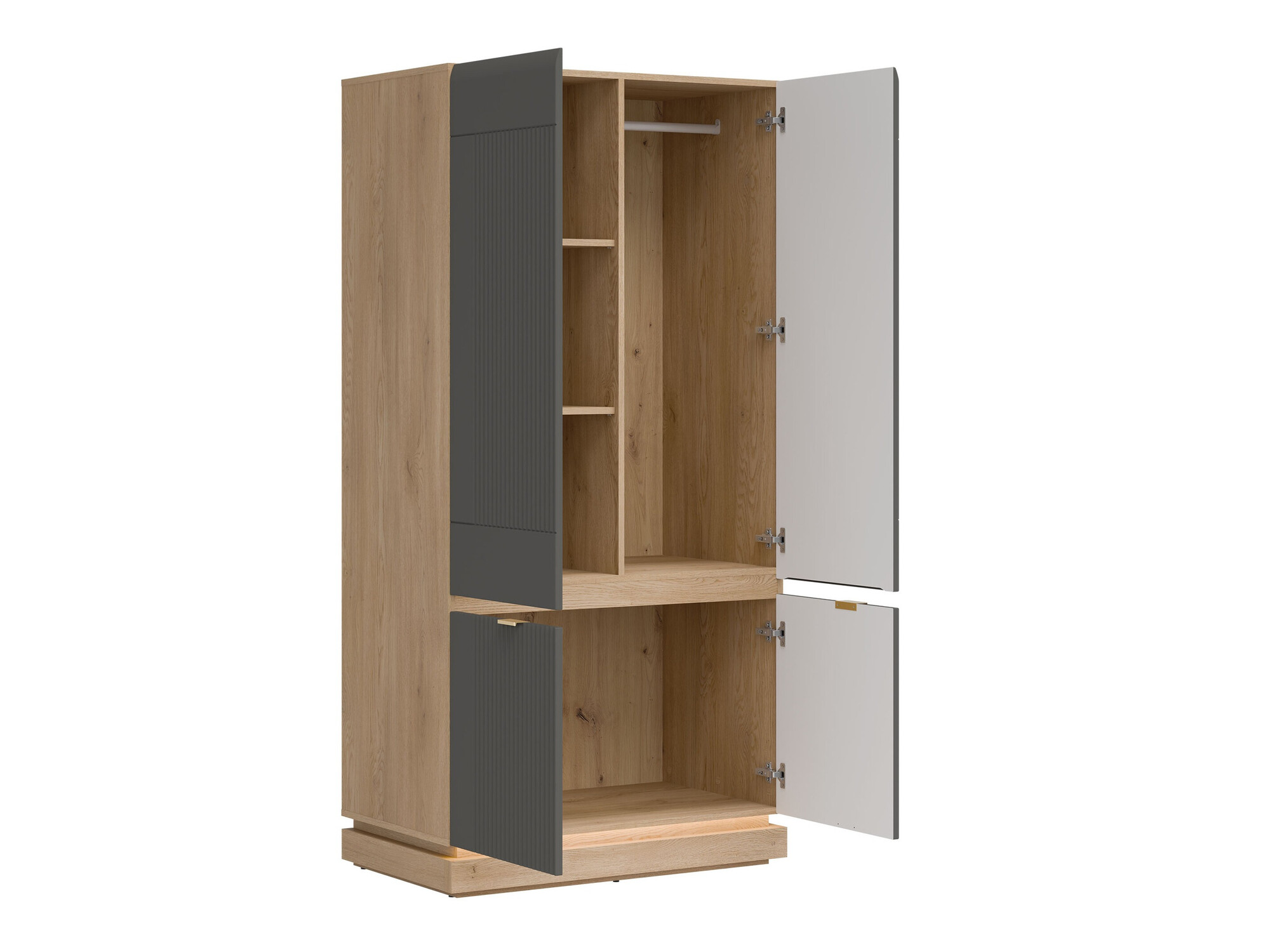 Kledingkast Teselbu 113 (Grijs + Eiken)