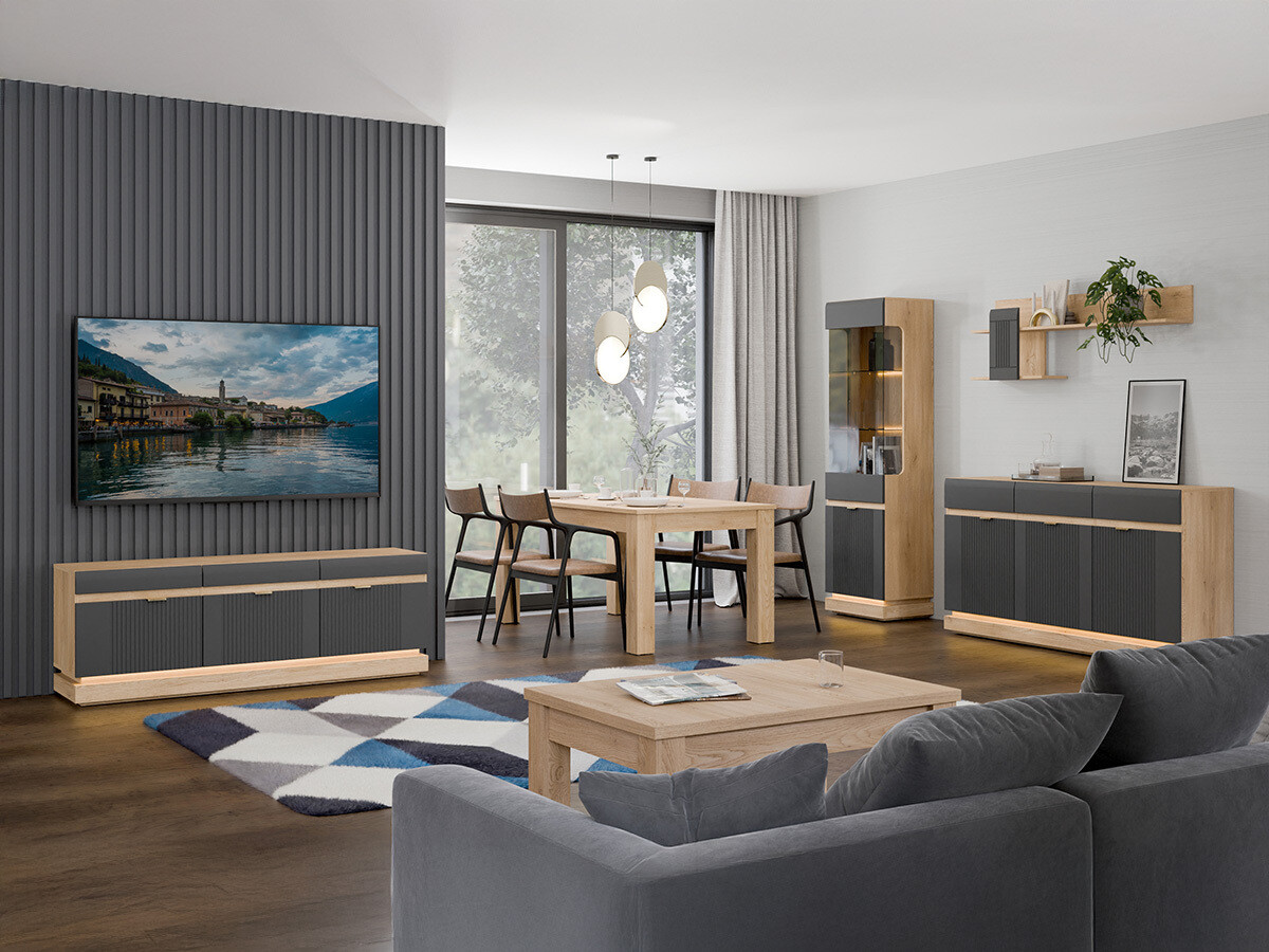 Wandplank Teselbu 115 (Antraciet + Eiken)