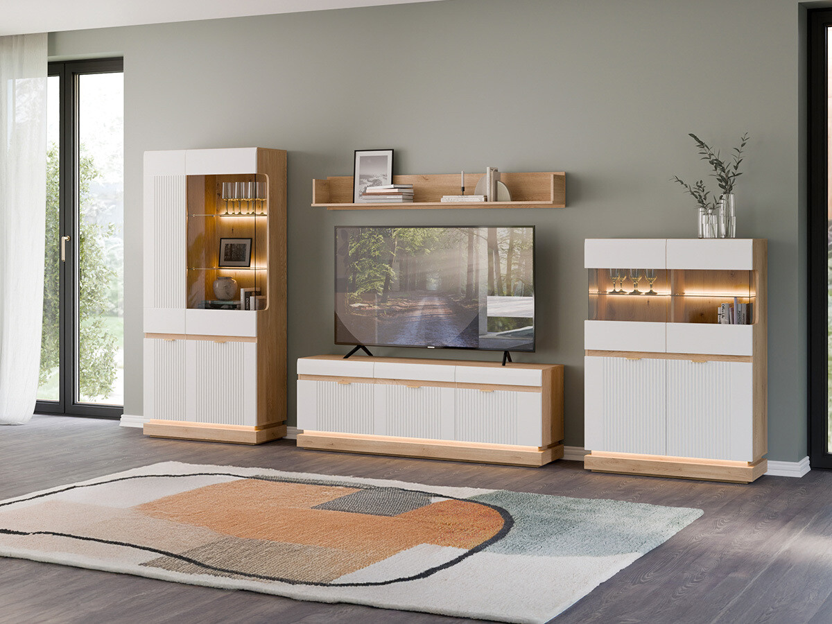 Woonkamerset Teselbu 116 (Wit + Eiken)