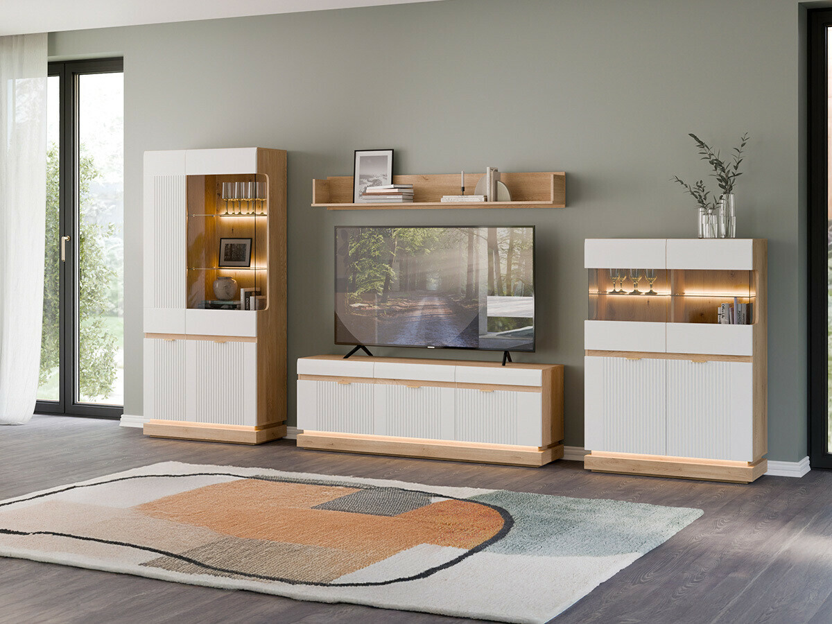 Woonkamerset Teselbu 116 (Wit + Eiken)