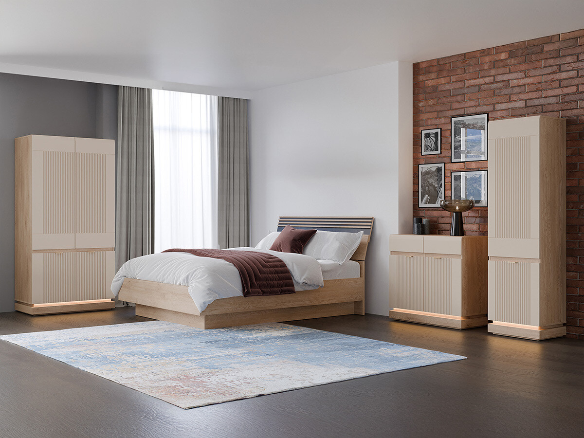 Slaapkamer set Teselbu 117 (Kasjmier + Eiken)