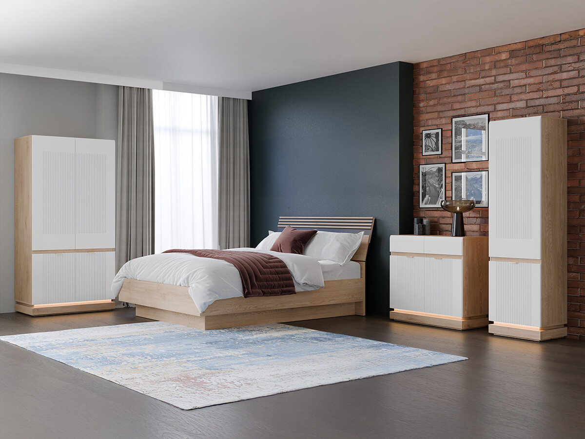 Slaapkamer set Teselbu 117 (Wit + Eiken)