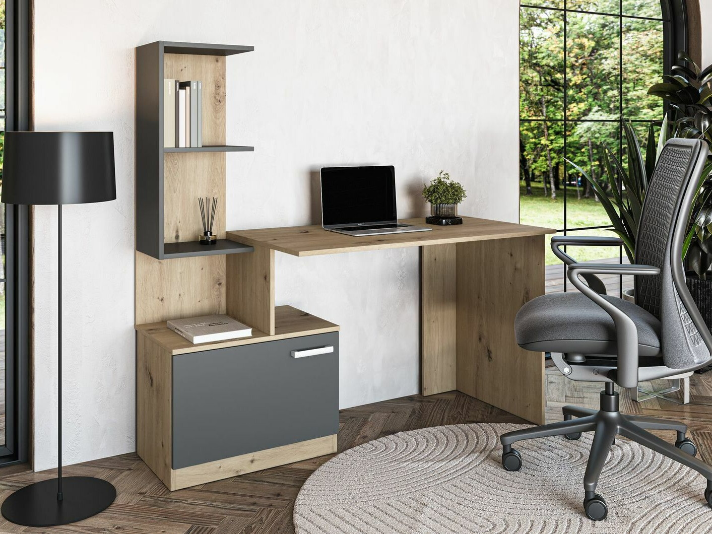 Bureau Houston 1948 (Grafiet + Artisan eiken)