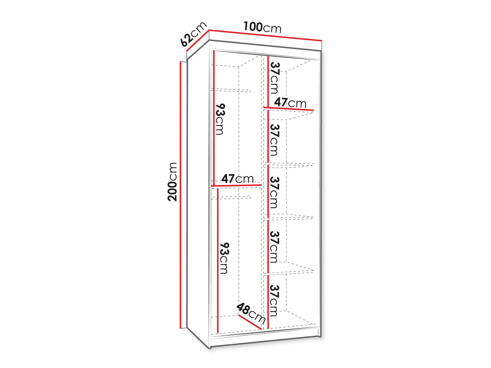 Kledingkast Hartford 498 (Zwart)