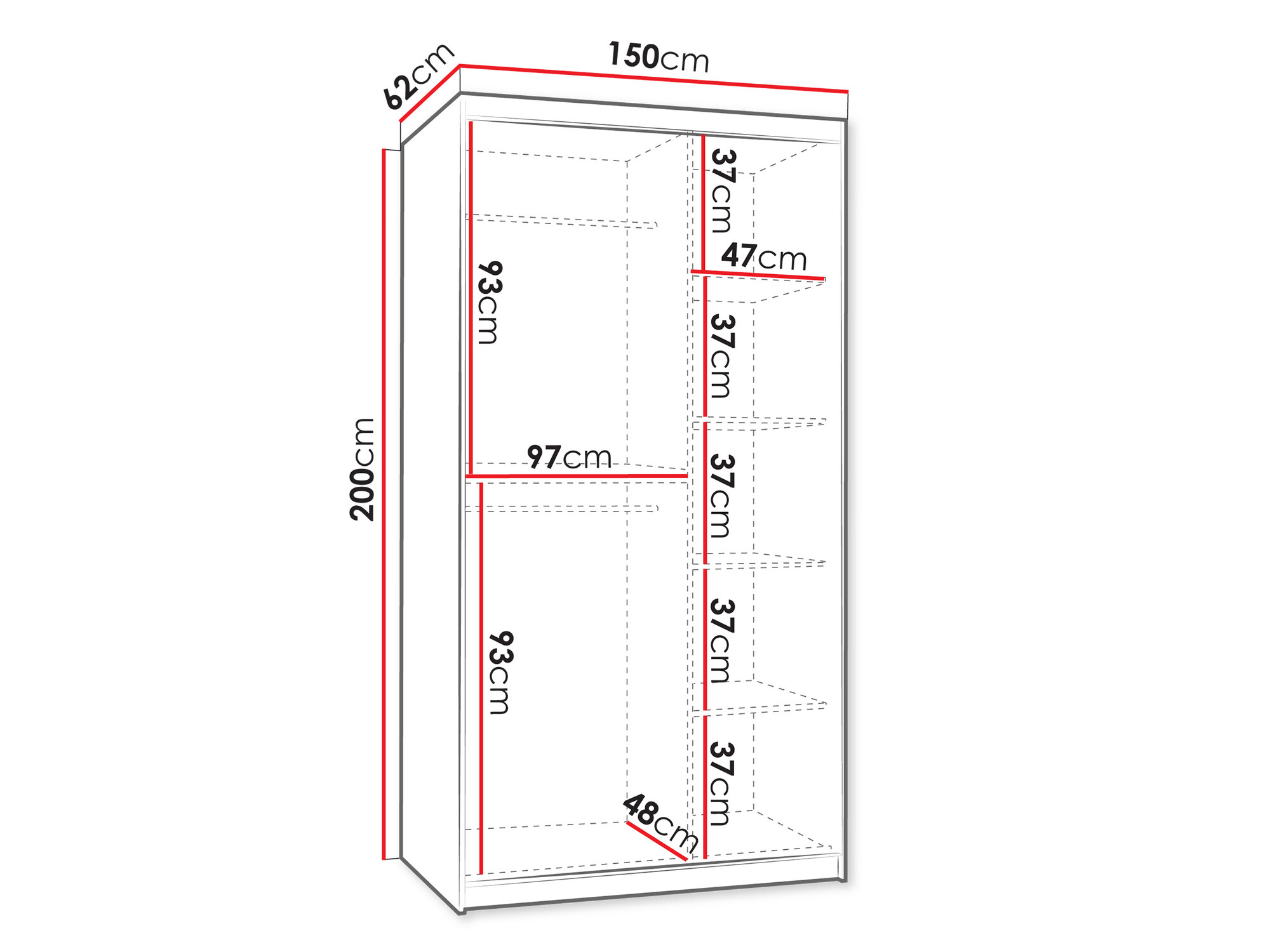Kledingkast Hartford 502 (Wit)